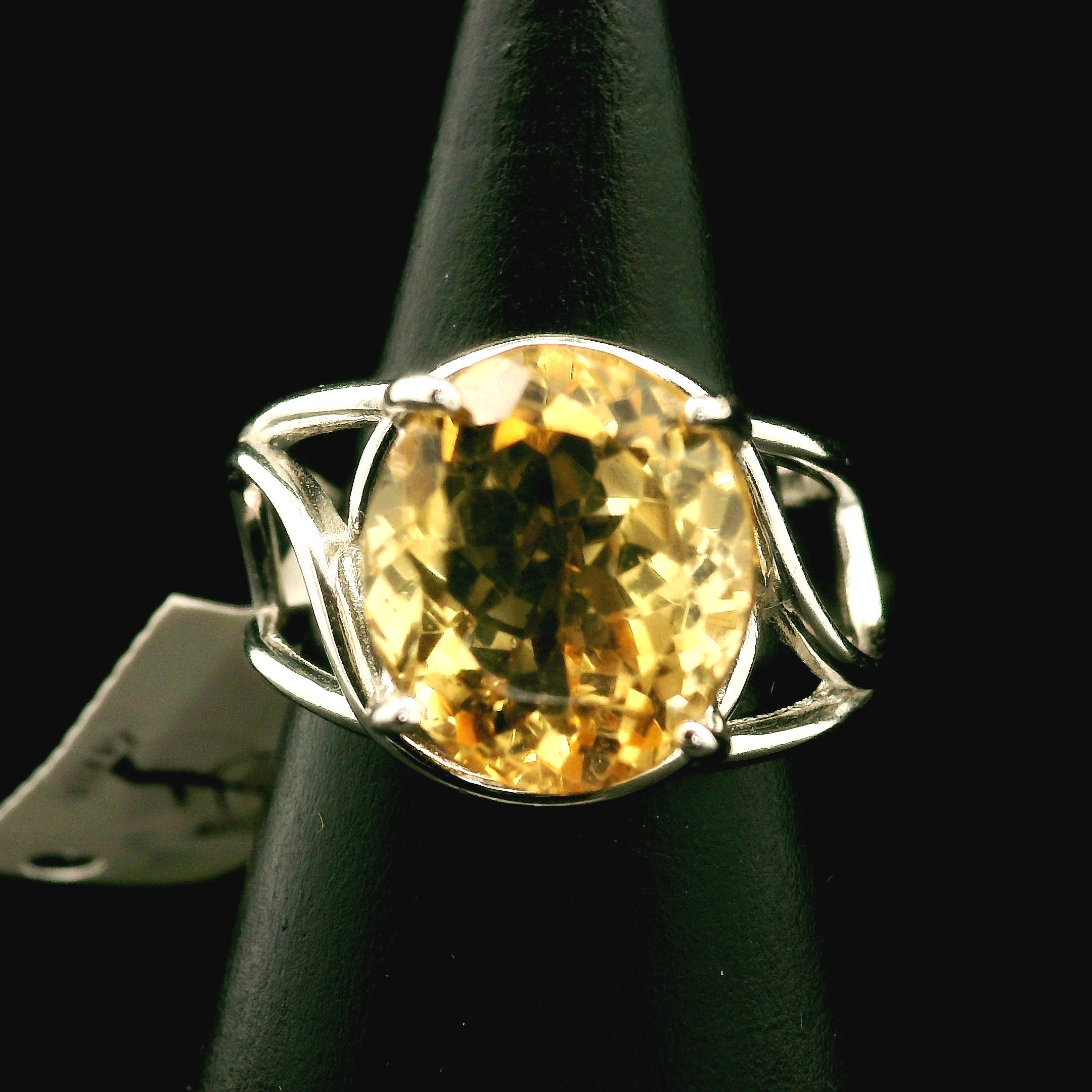 Citrine Cuff Ring .925 Silver for Abundance, Good Luck and Positivity