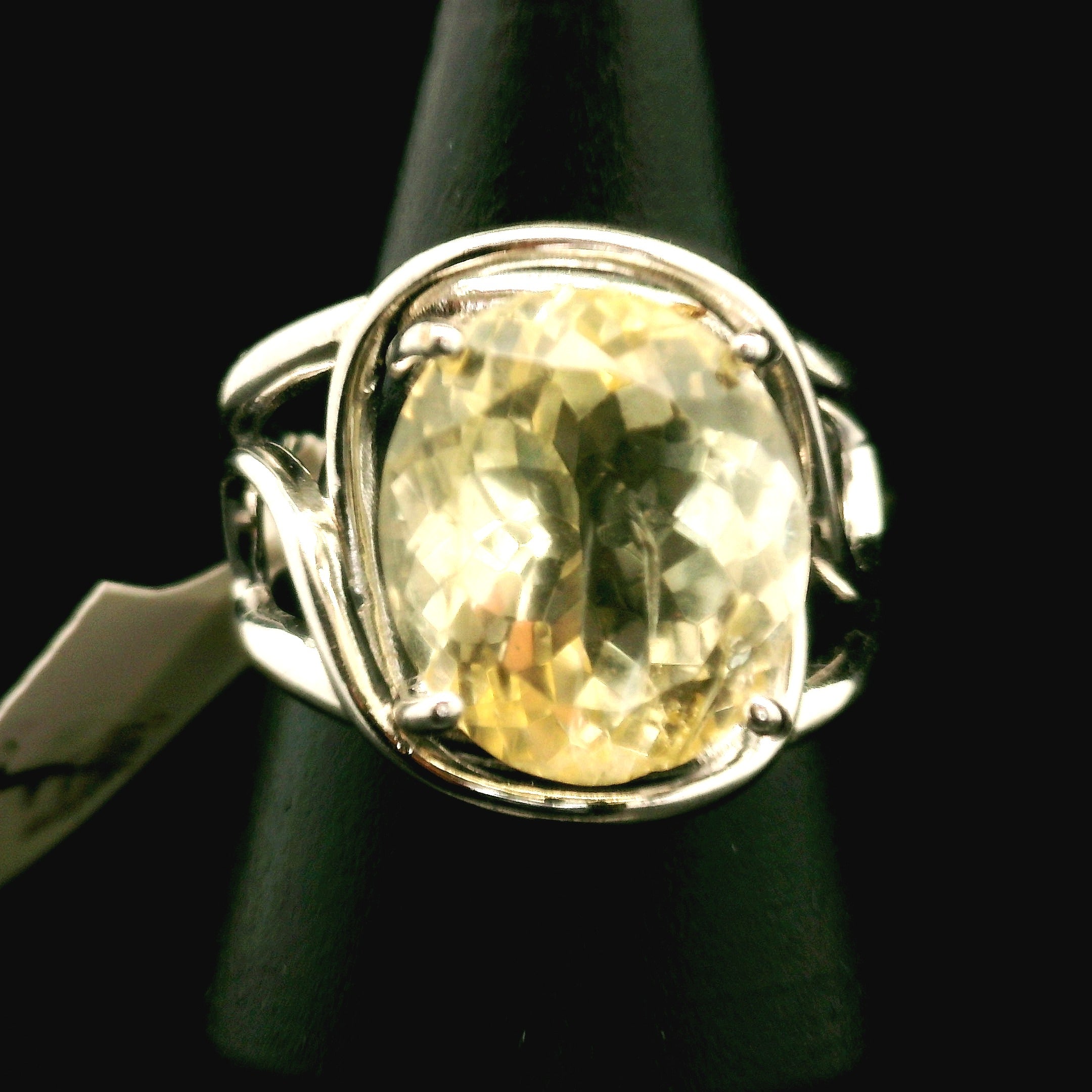 Citrine Cuff Ring .925 Silver for Abundance, Good Luck and Positivity