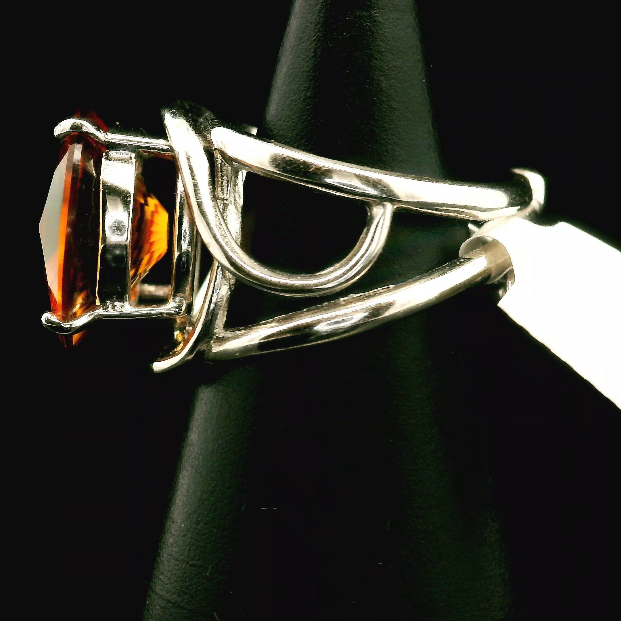 Madeira Citrine Evil Eye Cuff Ring .925 Silver for Abundance, Good Luck and Positivity