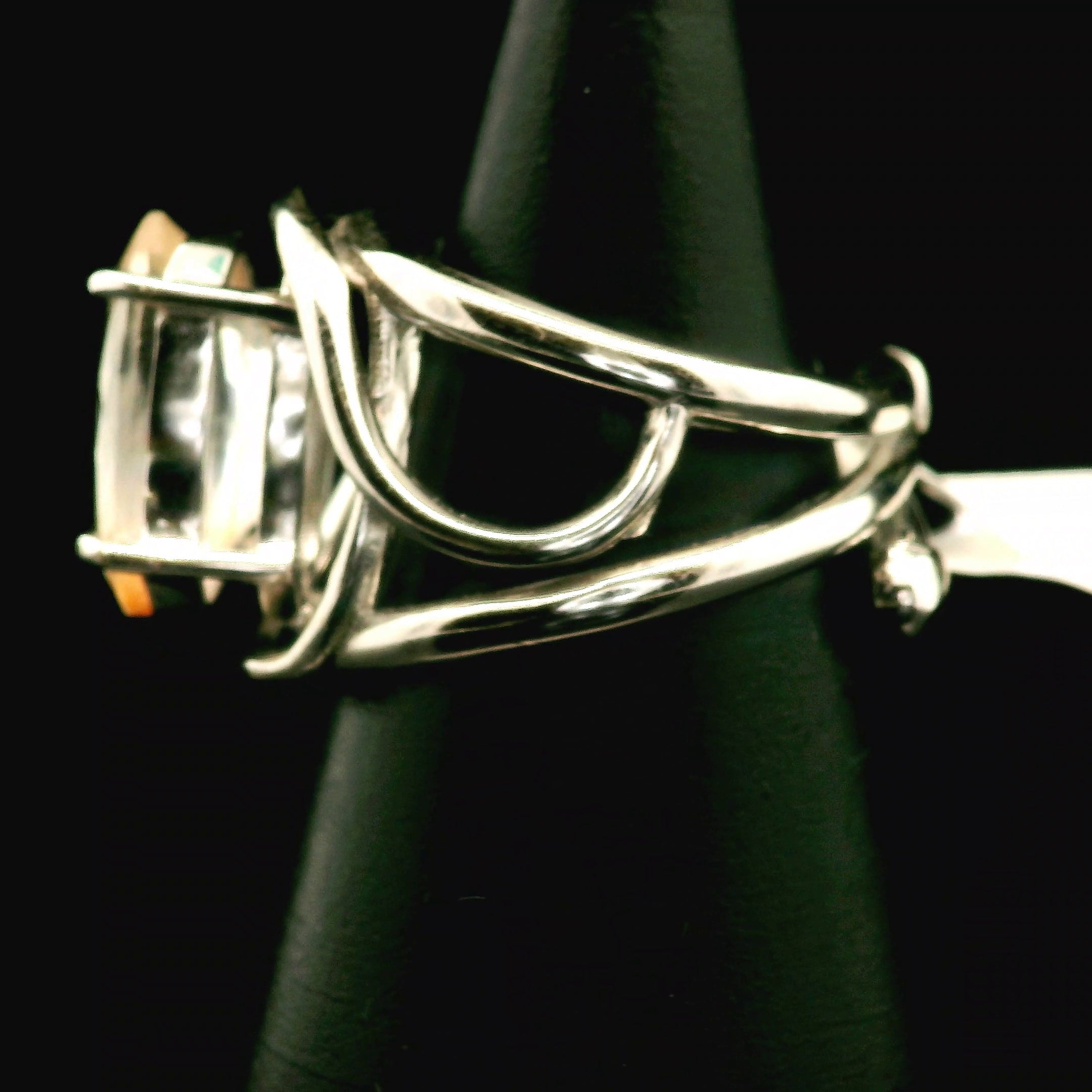 Rutilated Topaz Cuff Ring .925 Sterling Silver for Spiritual Transformation