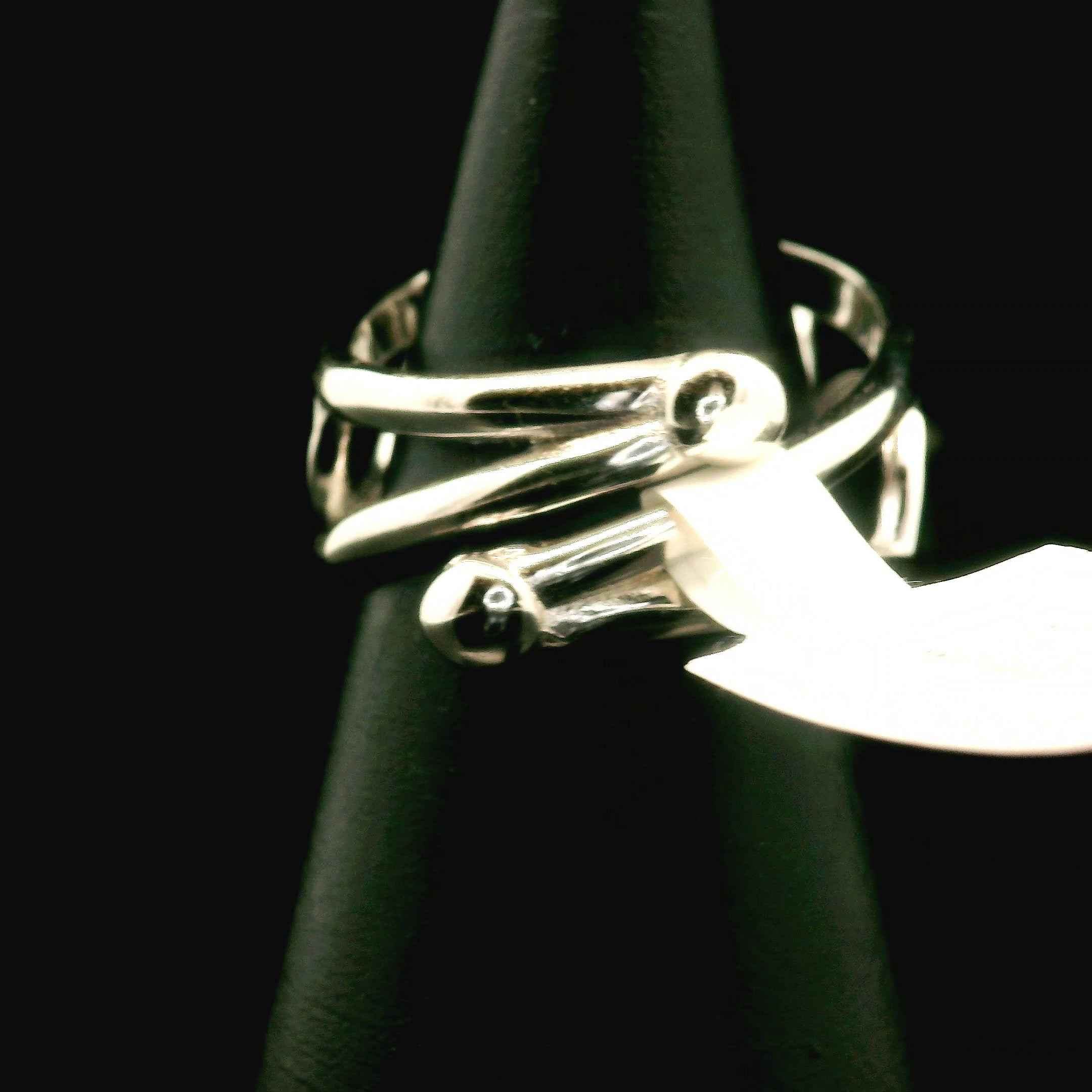 Rutilated Topaz Cuff Ring .925 Sterling Silver for Spiritual Transformation