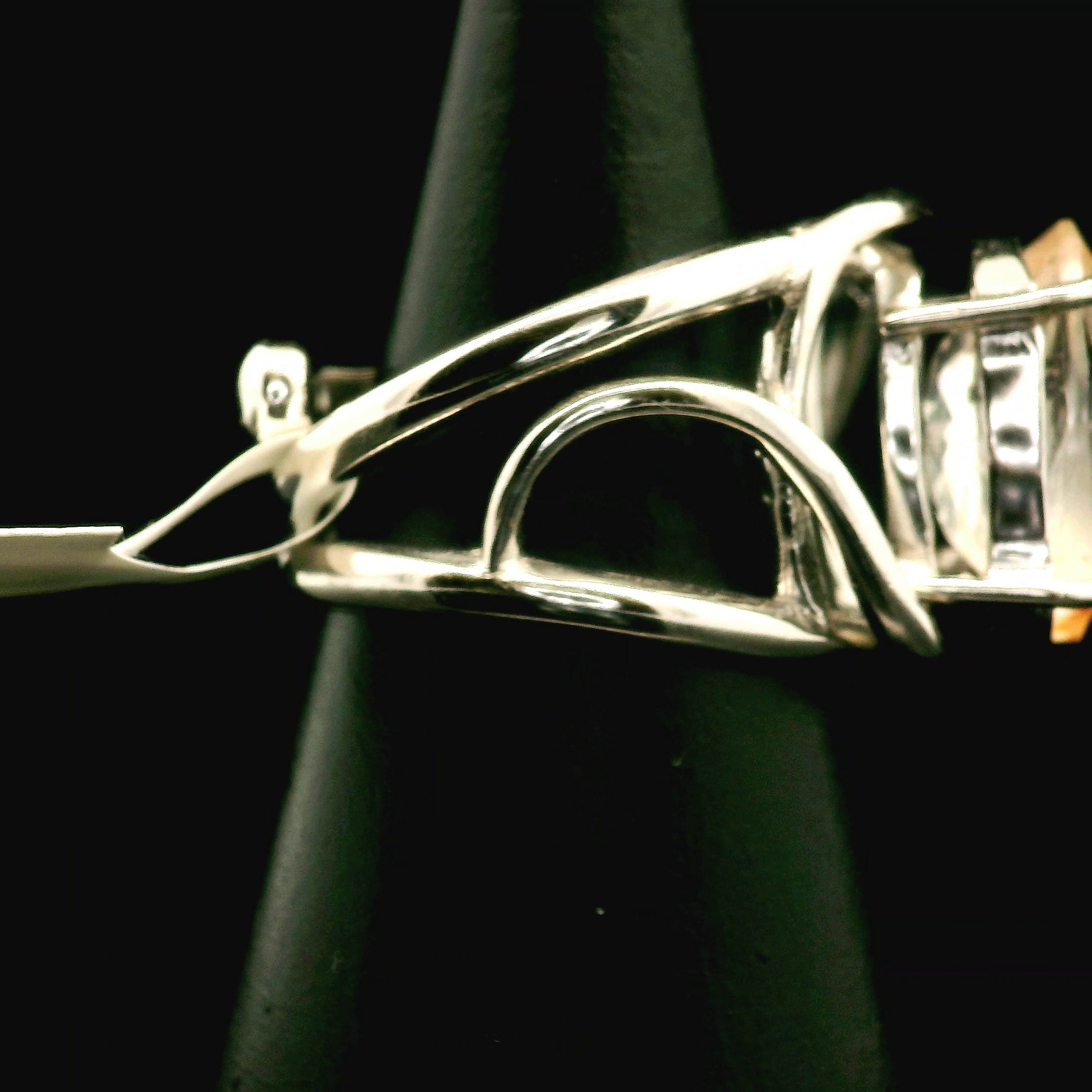 Rutilated Topaz Cuff Ring .925 Sterling Silver for Spiritual Transformation