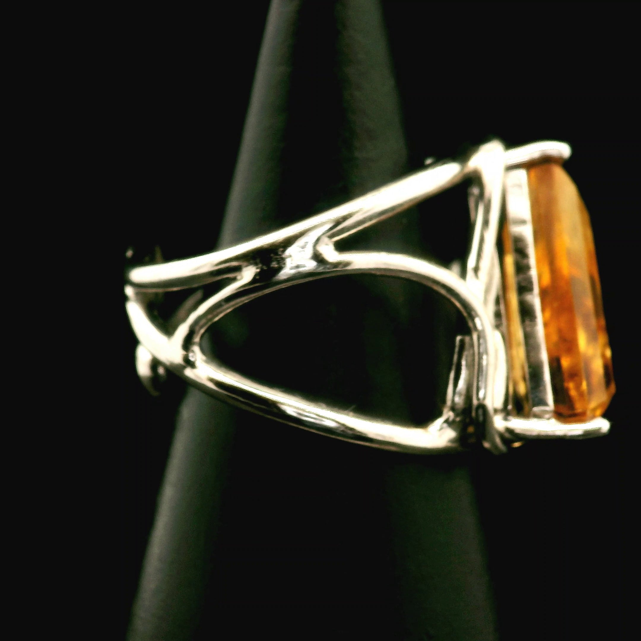 Citrine Buddha Cuff Ring .925 Silver for Abundance, Good Luck and Positivity