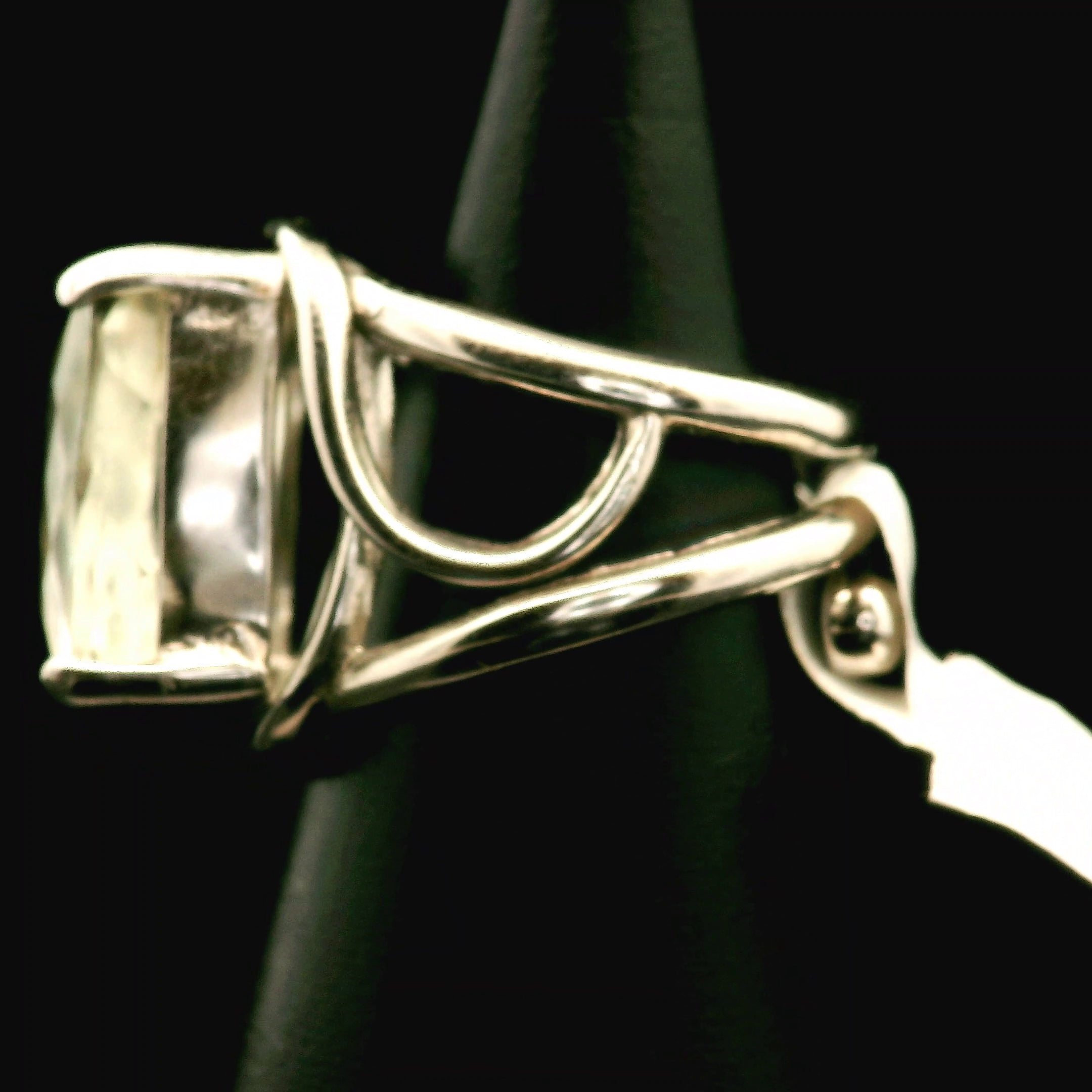 Rutilated Triphane Cuff Ring 925 Silver for Joy, Love and Empowerment