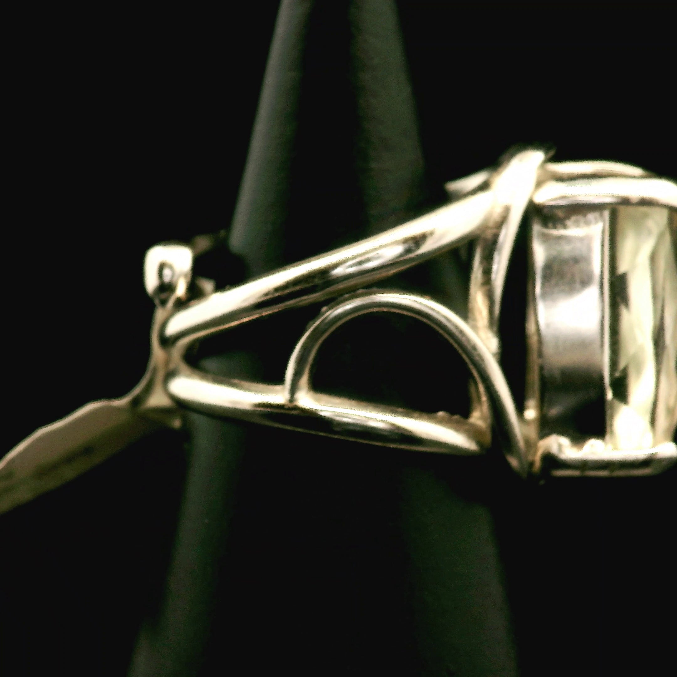 Rutilated Triphane Cuff Ring 925 Silver for Joy, Love and Empowerment