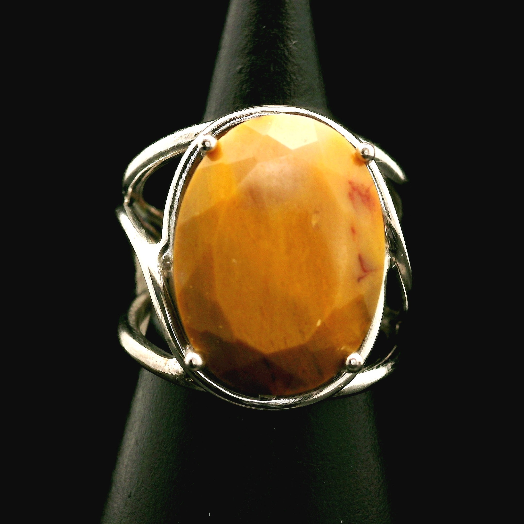 Mookaite Jasper Cuff Ring .925 Silver for Personal Power and Youthful Beauty