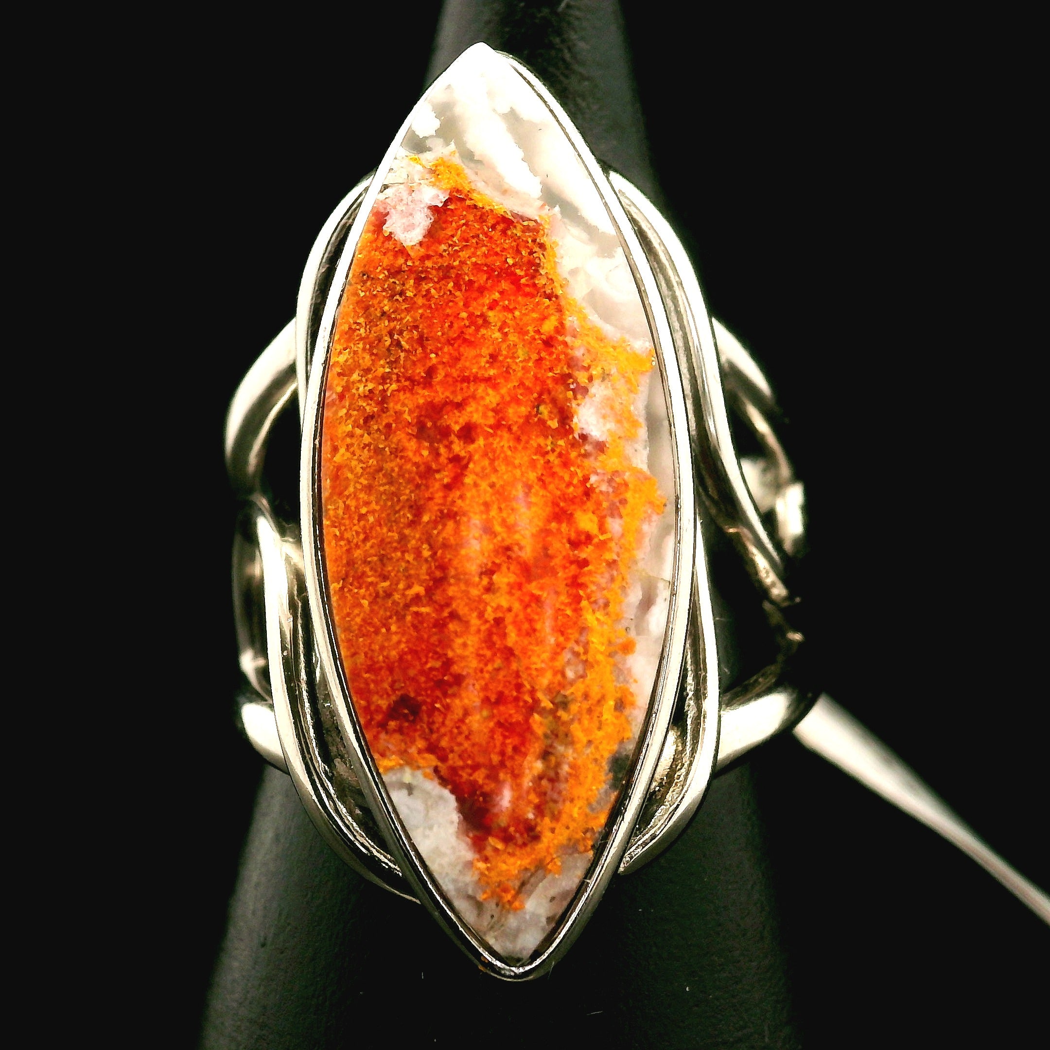 Magma Chalcedony Cuff Ring .925 Silver for Promoting Creativity