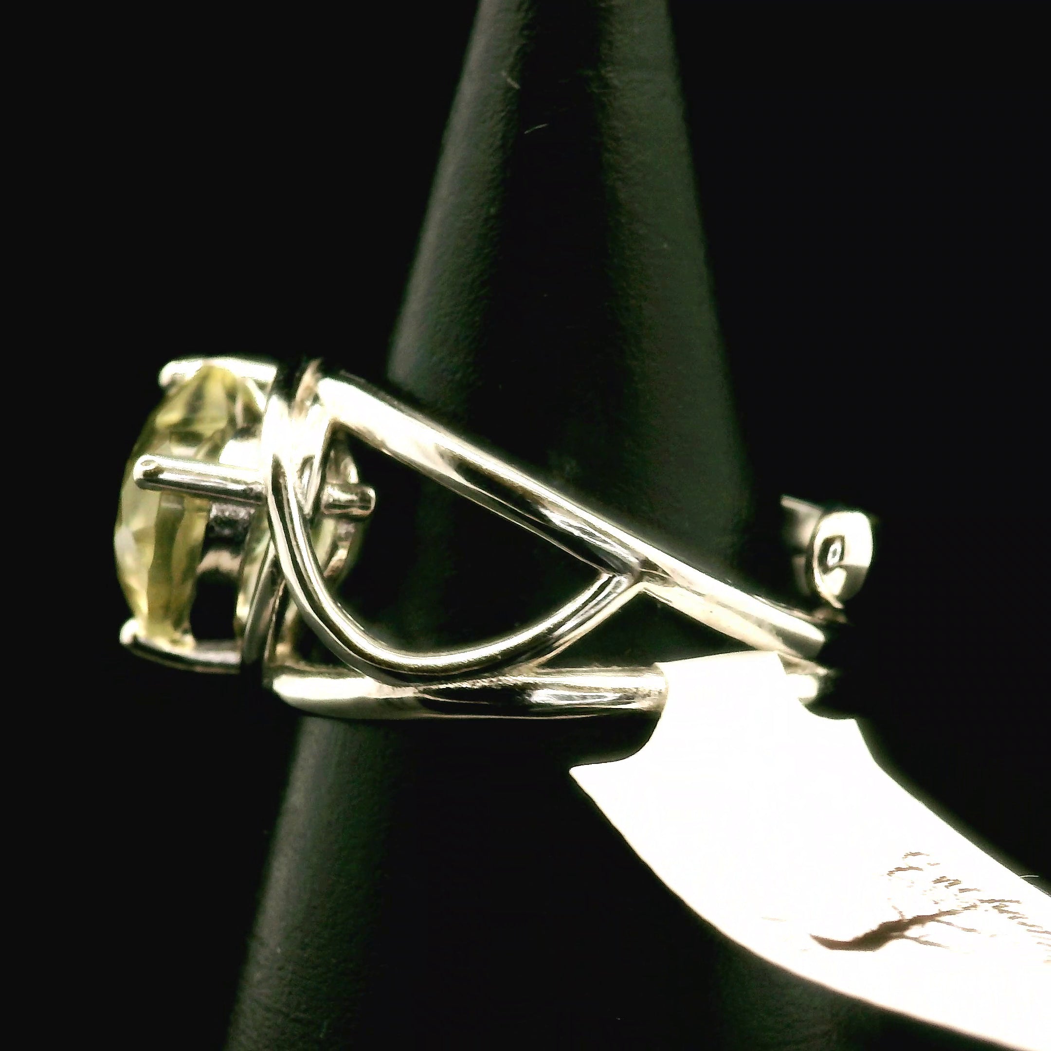 Libyan Desert Glass and Green Tourmaline Heart Cuff Ring .925 Silver for Confidence, Manifestation and Personal Power