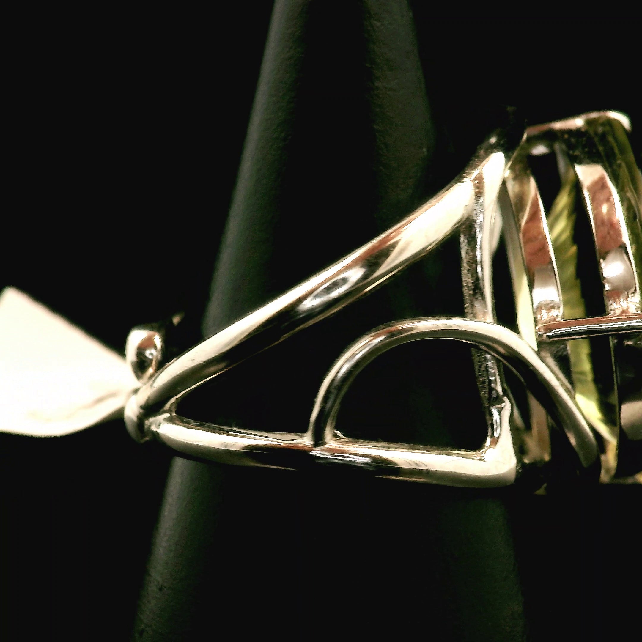 Lemon Quartz Moon Cuff Ring .925 Silver for Happiness and Positive Outlook