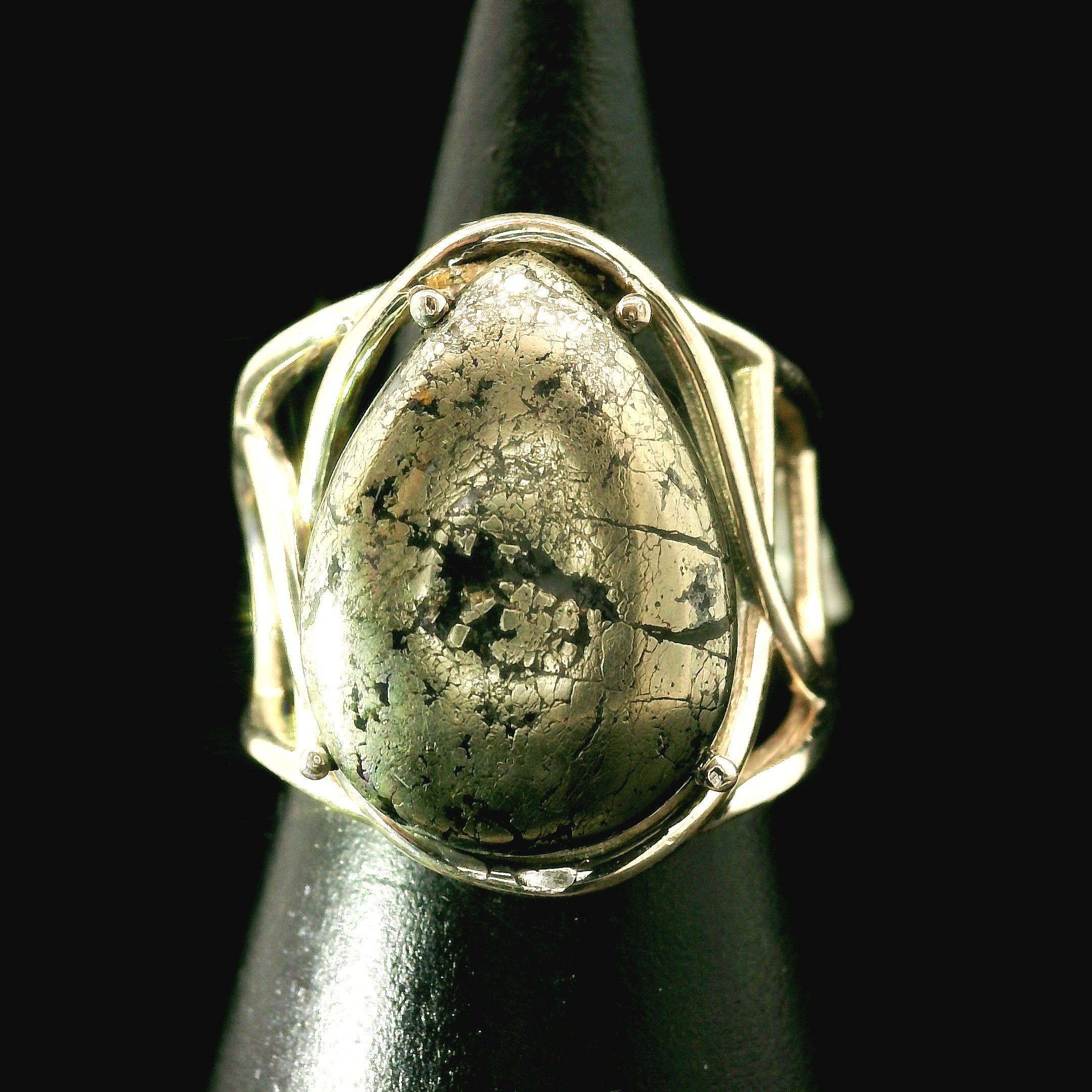 Apache Gold Cuff Ring 925 Silver for Joy, Love and Empowerment