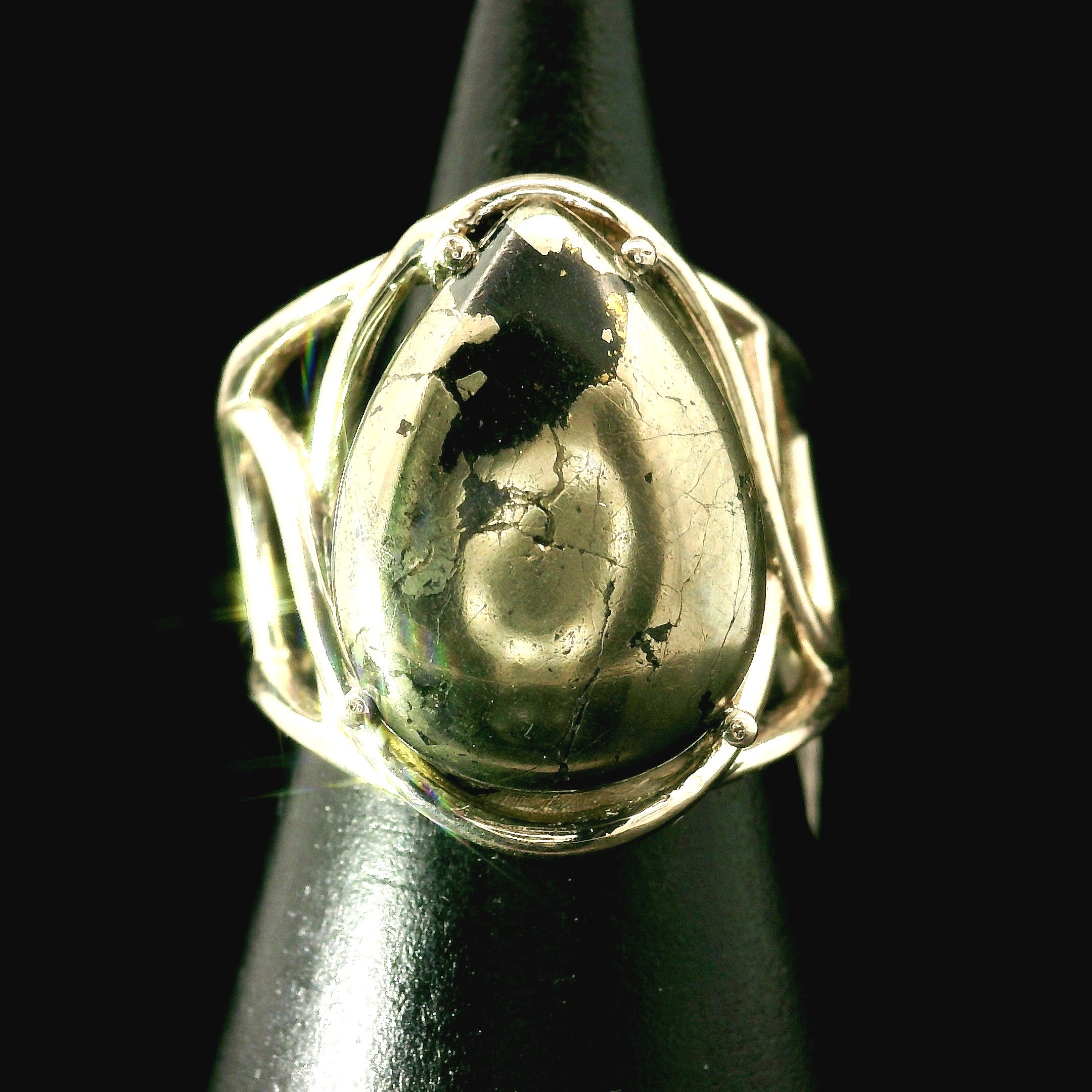 Apache Gold Cuff Ring 925 Silver for Joy, Love and Empowerment