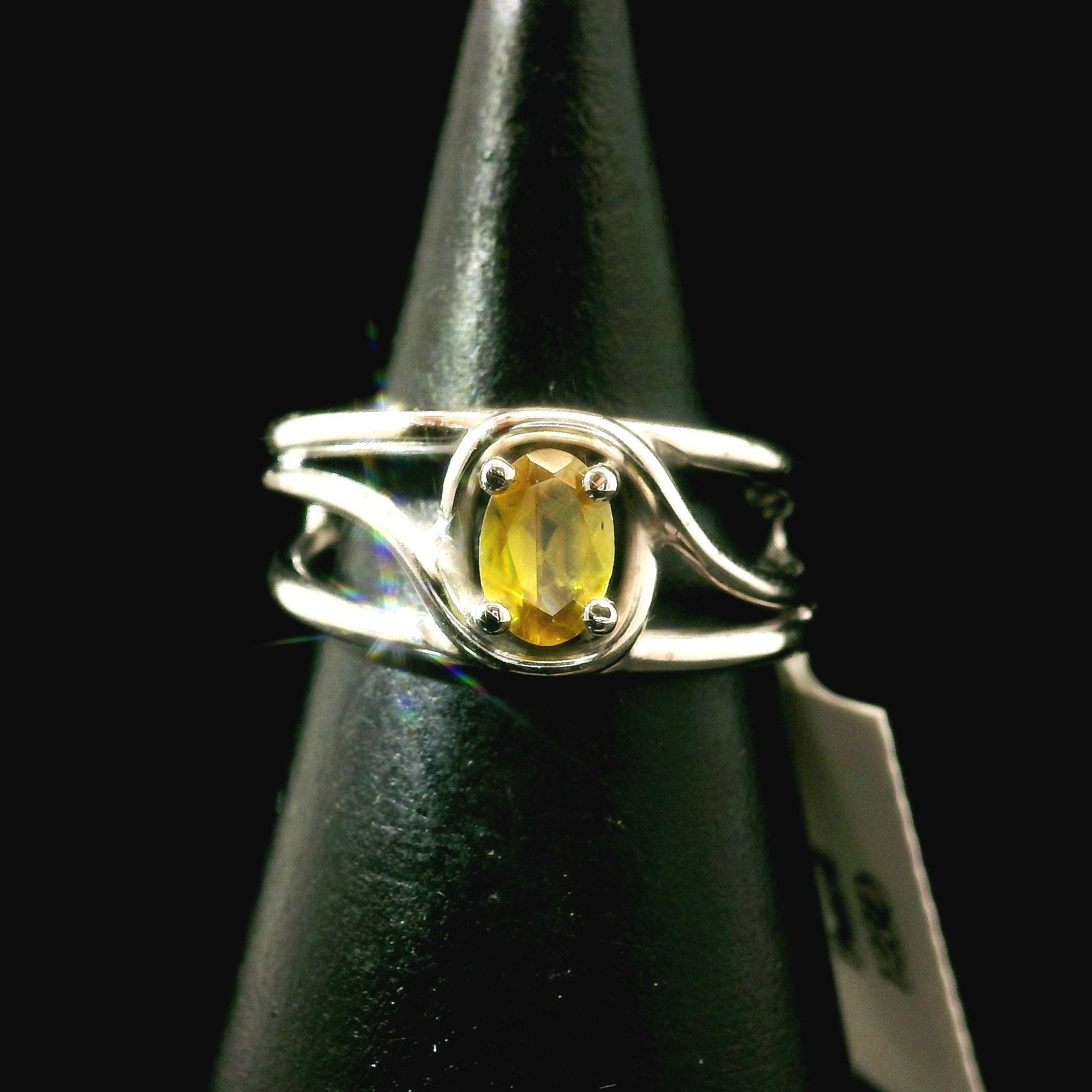 Sphene Midi Cuff Ring .925 Silver for Revitalizing your Life Force Energy and Accelerates Manifestations