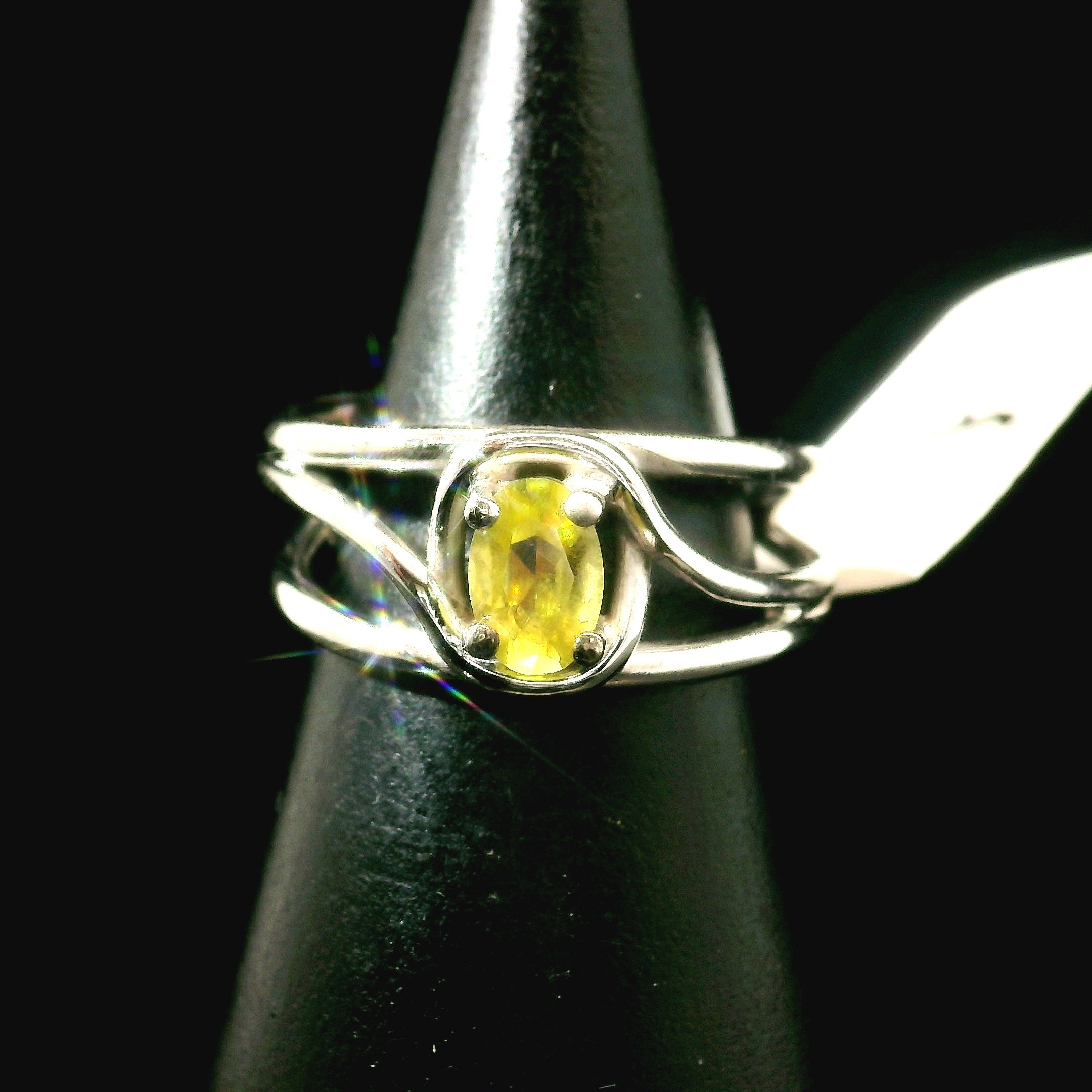 Sphene Midi Cuff Ring .925 Silver for Revitalizing your Life Force Energy and Accelerates Manifestations