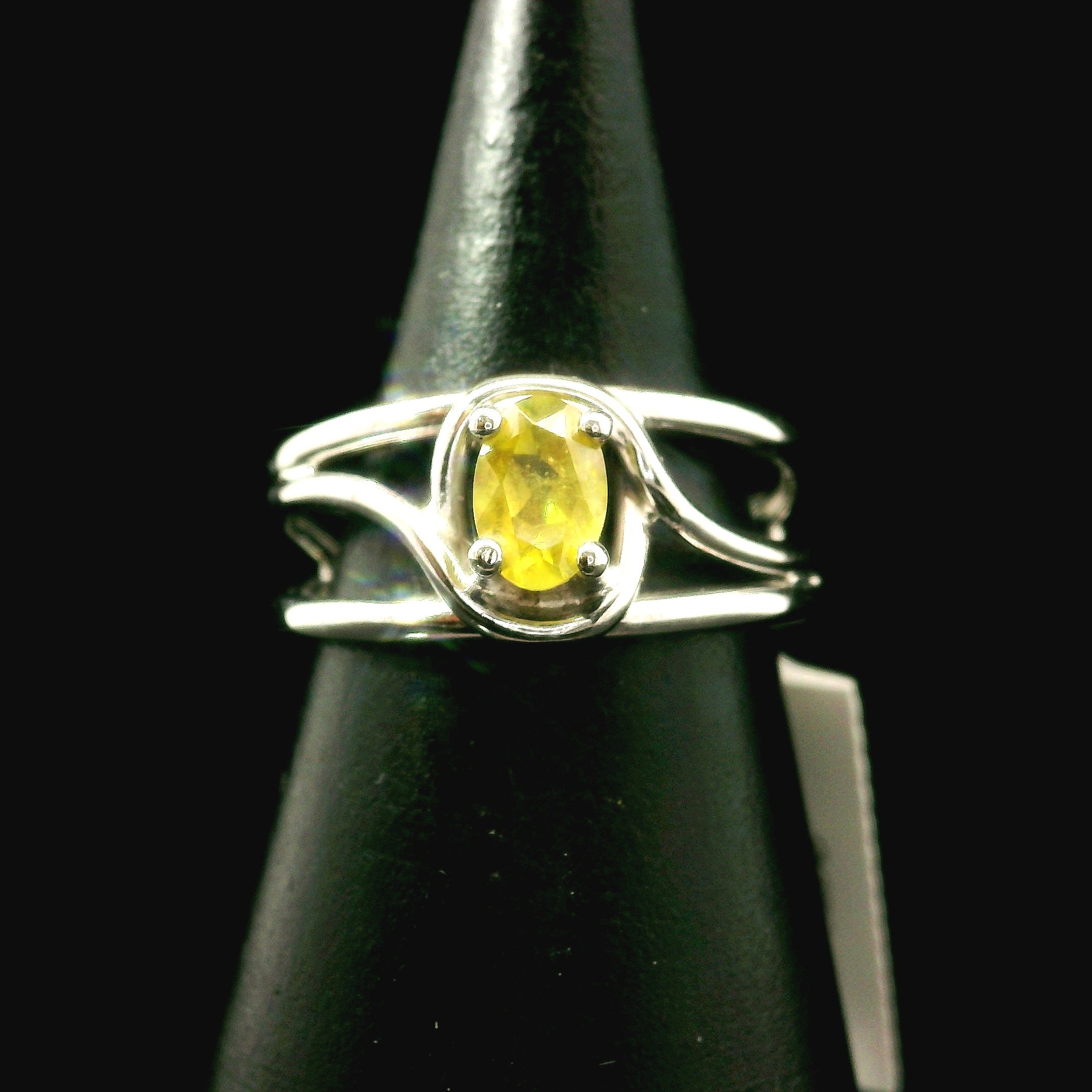 Sphene Midi Cuff Ring .925 Silver for Revitalizing your Life Force Energy and Accelerates Manifestations