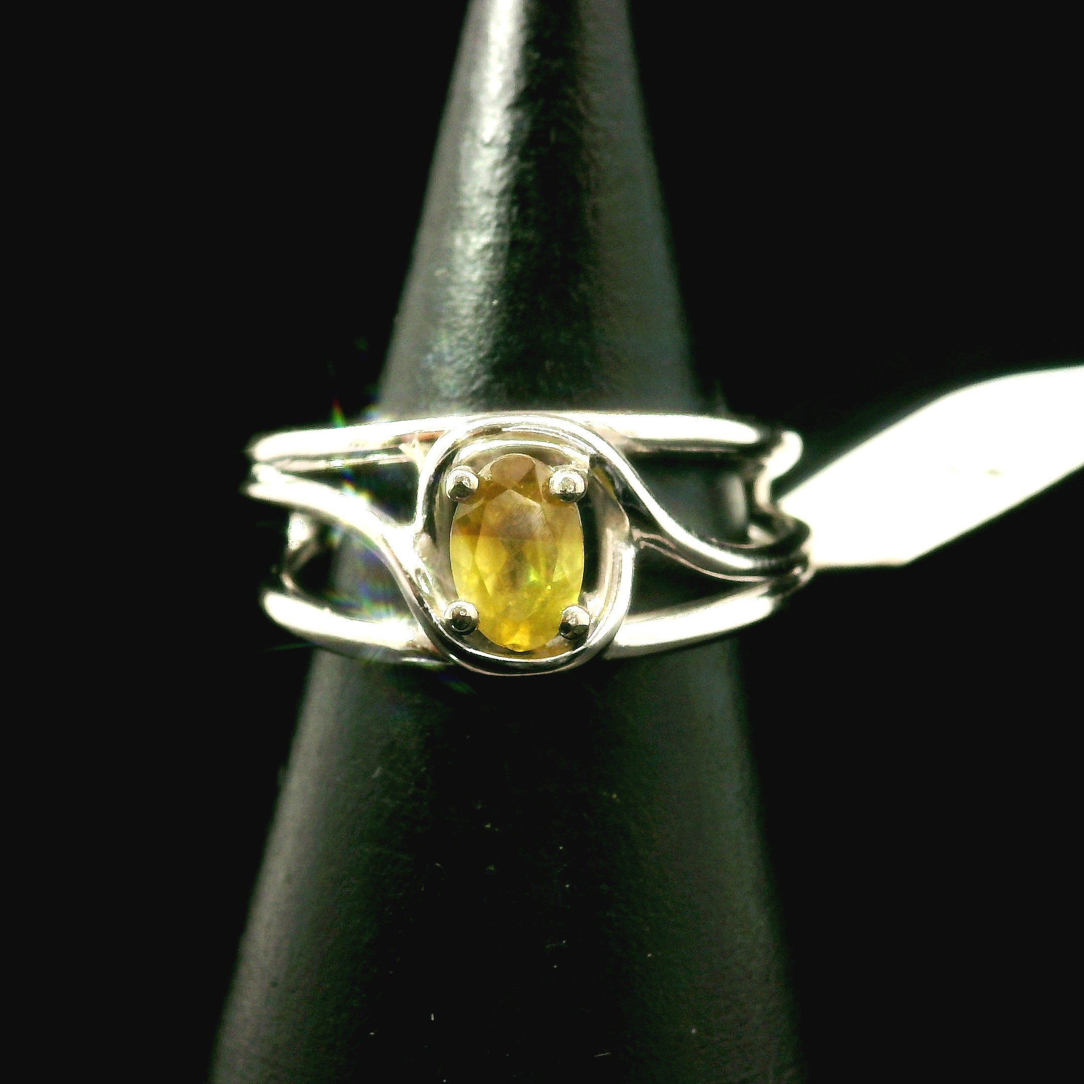 Sphene Midi Cuff Ring .925 Silver for Revitalizing your Life Force Energy and Accelerates Manifestations