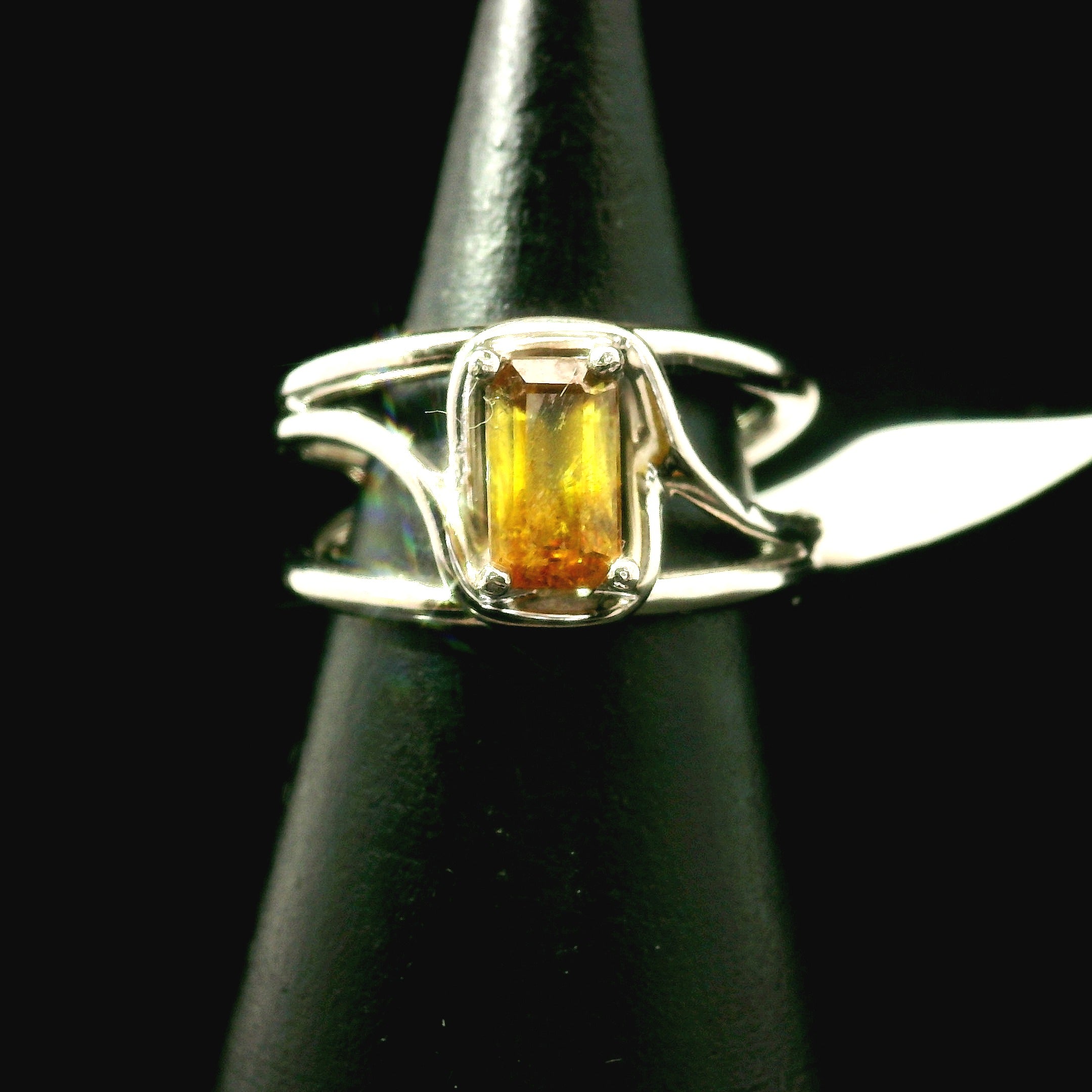 Sphene Midi Cuff Ring .925 Silver for Revitalizing your Life Force Energy and Accelerates Manifestations