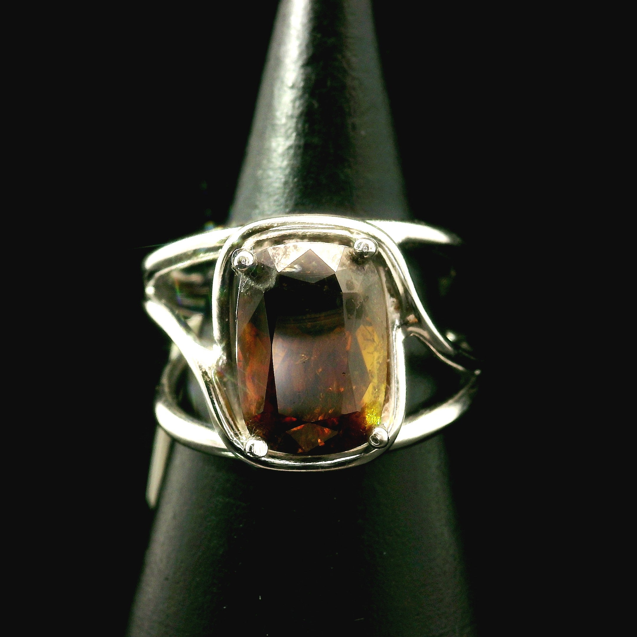 Sphene Cuff Ring .925 Silver for Revitalizing your Life Force Energy and Accelerates Manifestations