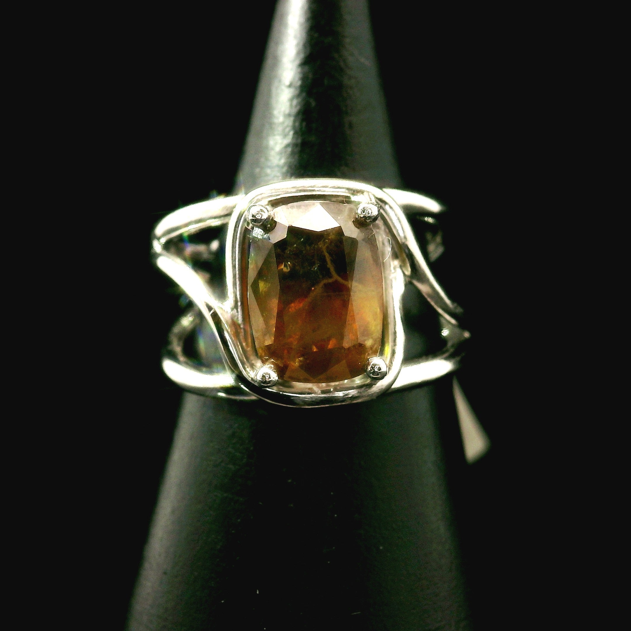 Sphene Cuff Ring .925 Silver for Revitalizing your Life Force Energy and Accelerates Manifestations