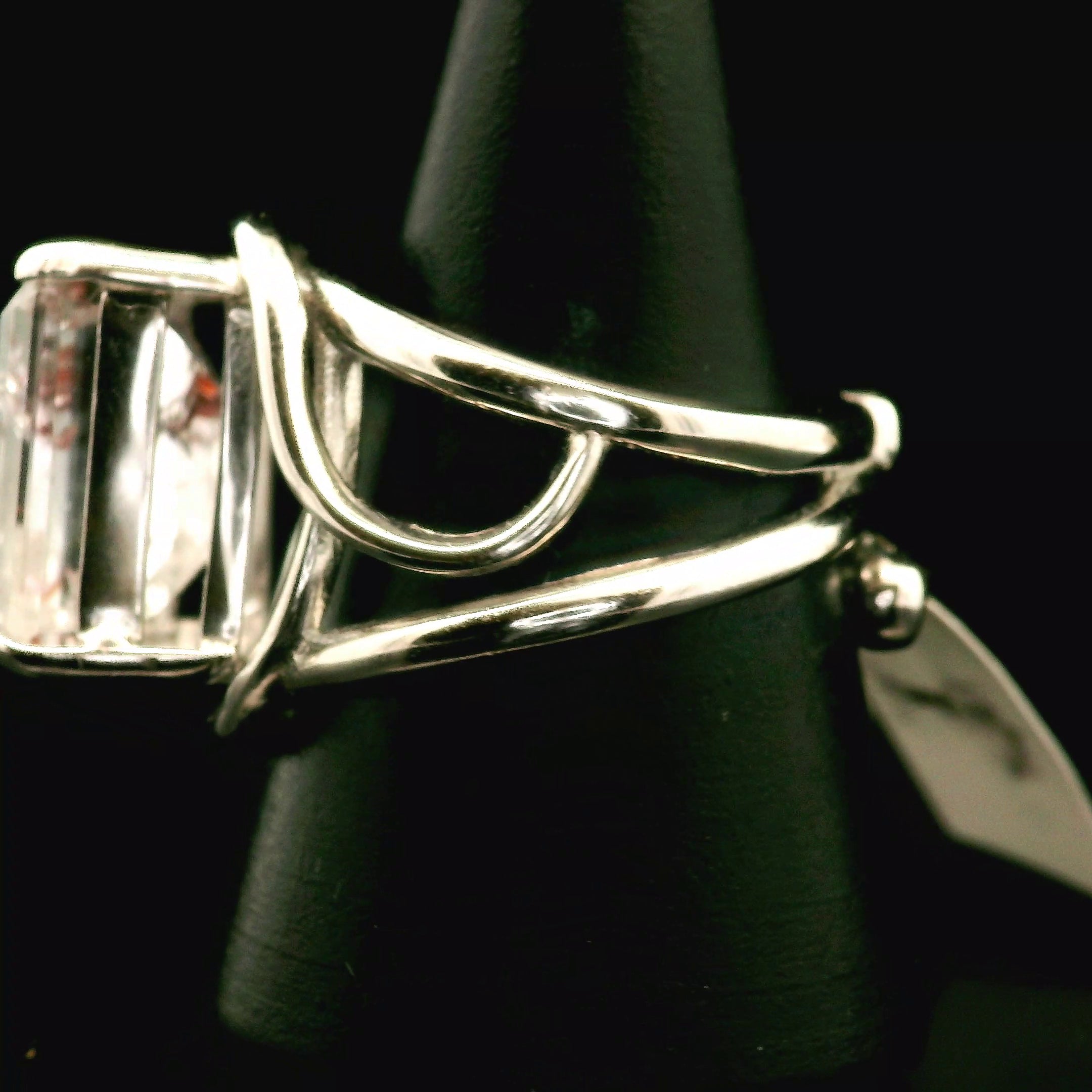 Red Rutile in Quartz Cuff Ring 925 Silver for Manifestation, Life Force Energy and Renewal