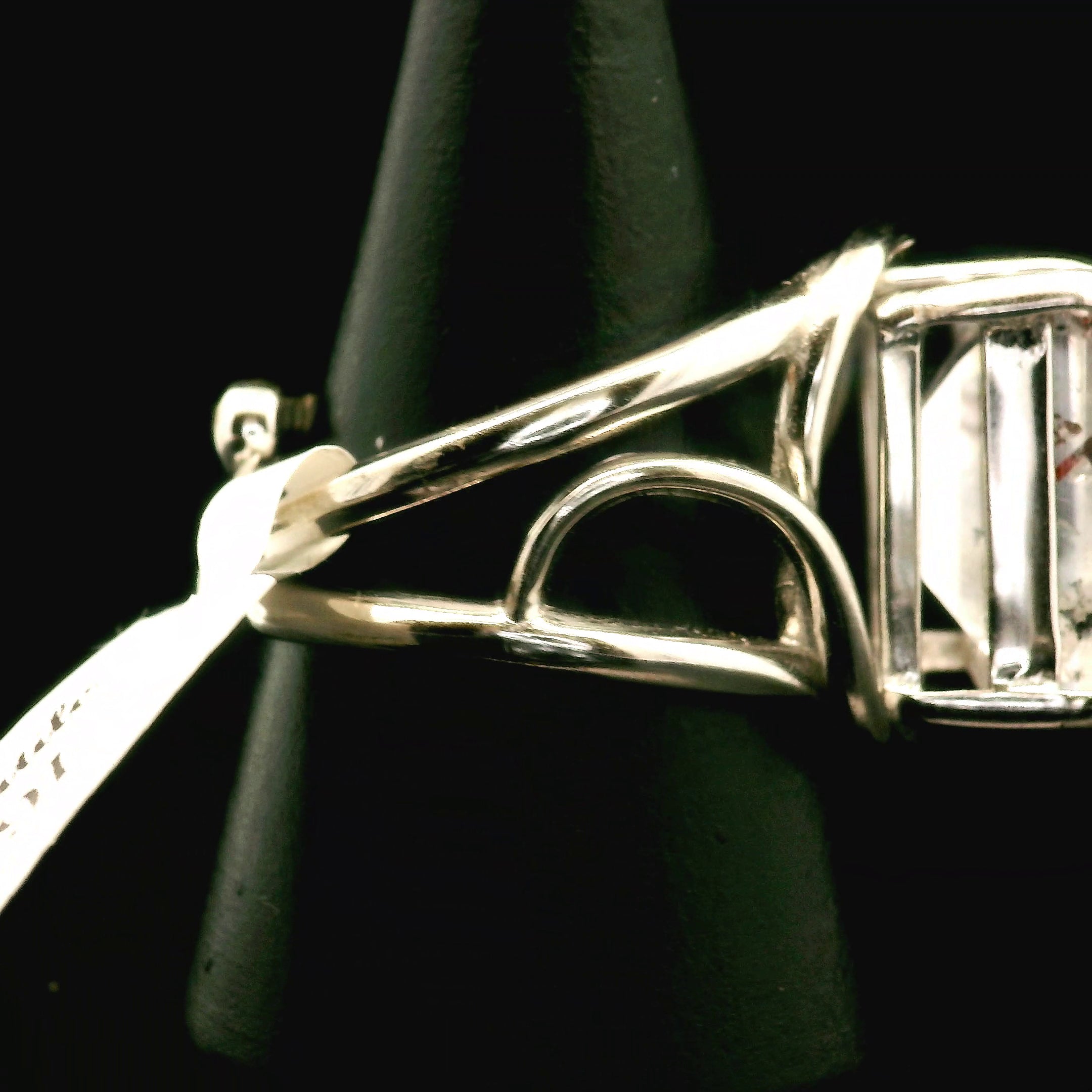 Red Rutile in Quartz Cuff Ring 925 Silver for Manifestation, Life Force Energy and Renewal