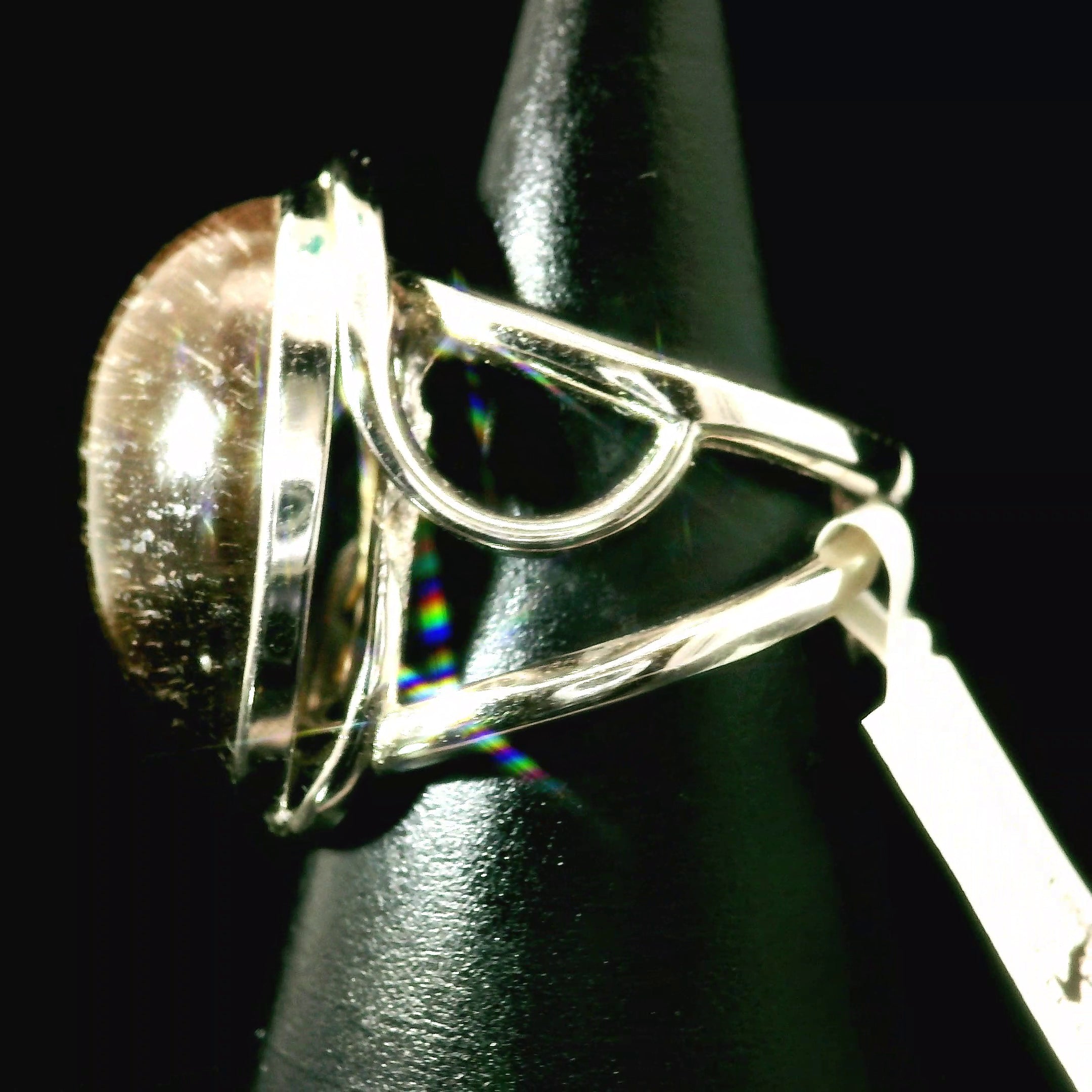 Smoky Quartz with Copper Rutile Cuff Ring .925 Silver for Energetic Cleansing, Accelerated Manifestations and Protection