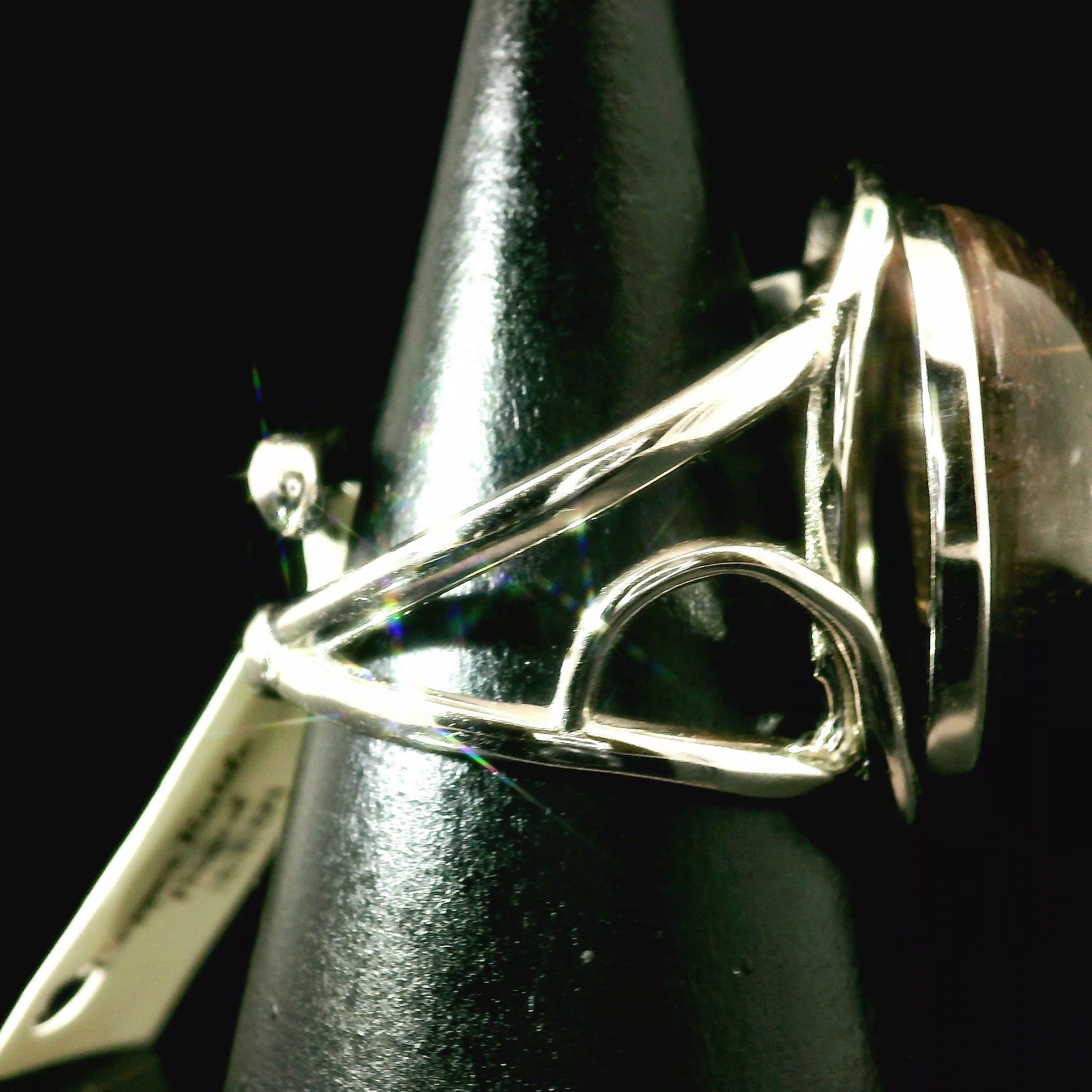 Smoky Quartz with Copper Rutile Cuff Ring .925 Silver for Energetic Cleansing, Accelerated Manifestations and Protection