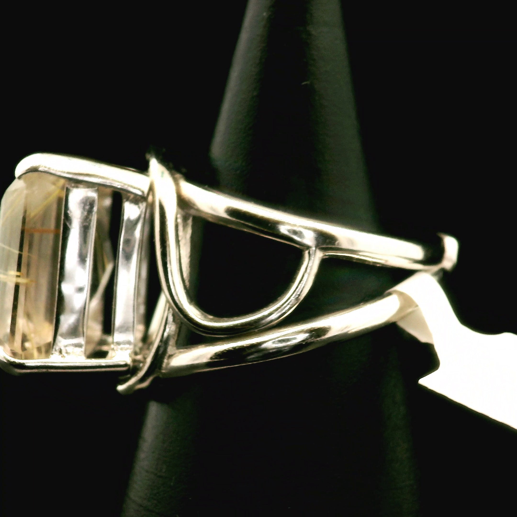 Gold Rutile Cuff Ring .925 Silver for Insight, Meditation & Shamanic Journey