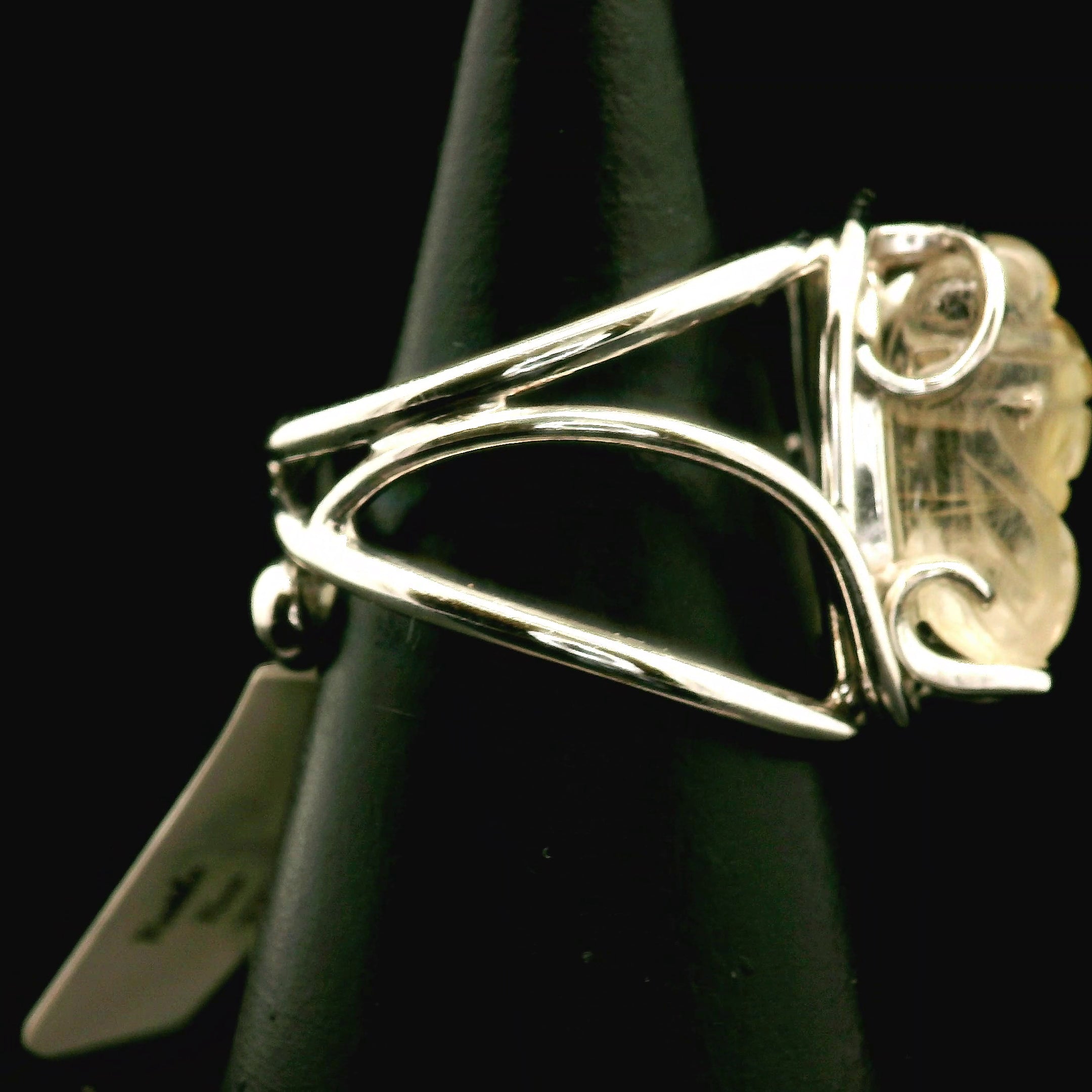 Gold Rutile Bee Cuff Ring .925 Silver for Insight, Meditation & Shamanic Journey