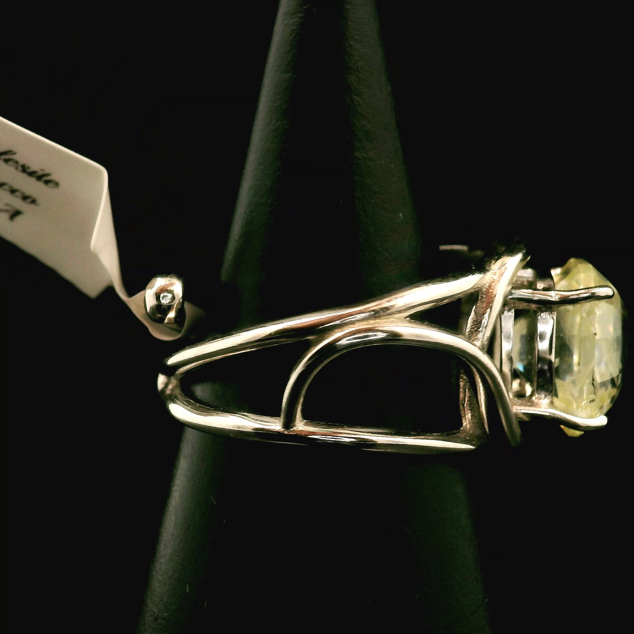 Anglesite Cuff Ring 925 Silver for Clarity, Spiritual Insight and Awakening