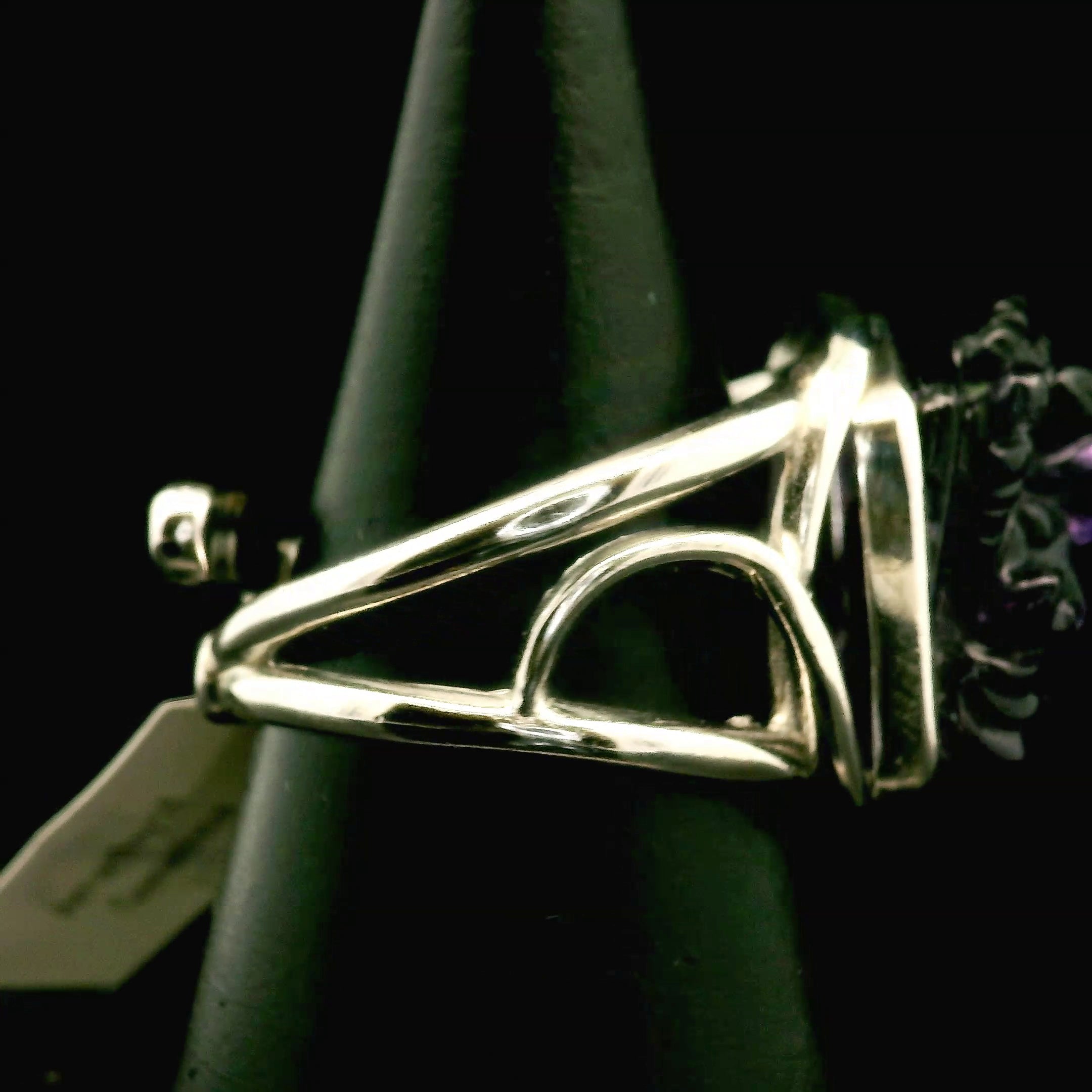 Amethyst Ganesha Cuff Ring .925 Silver for Divine Connection and Clearing Blockages