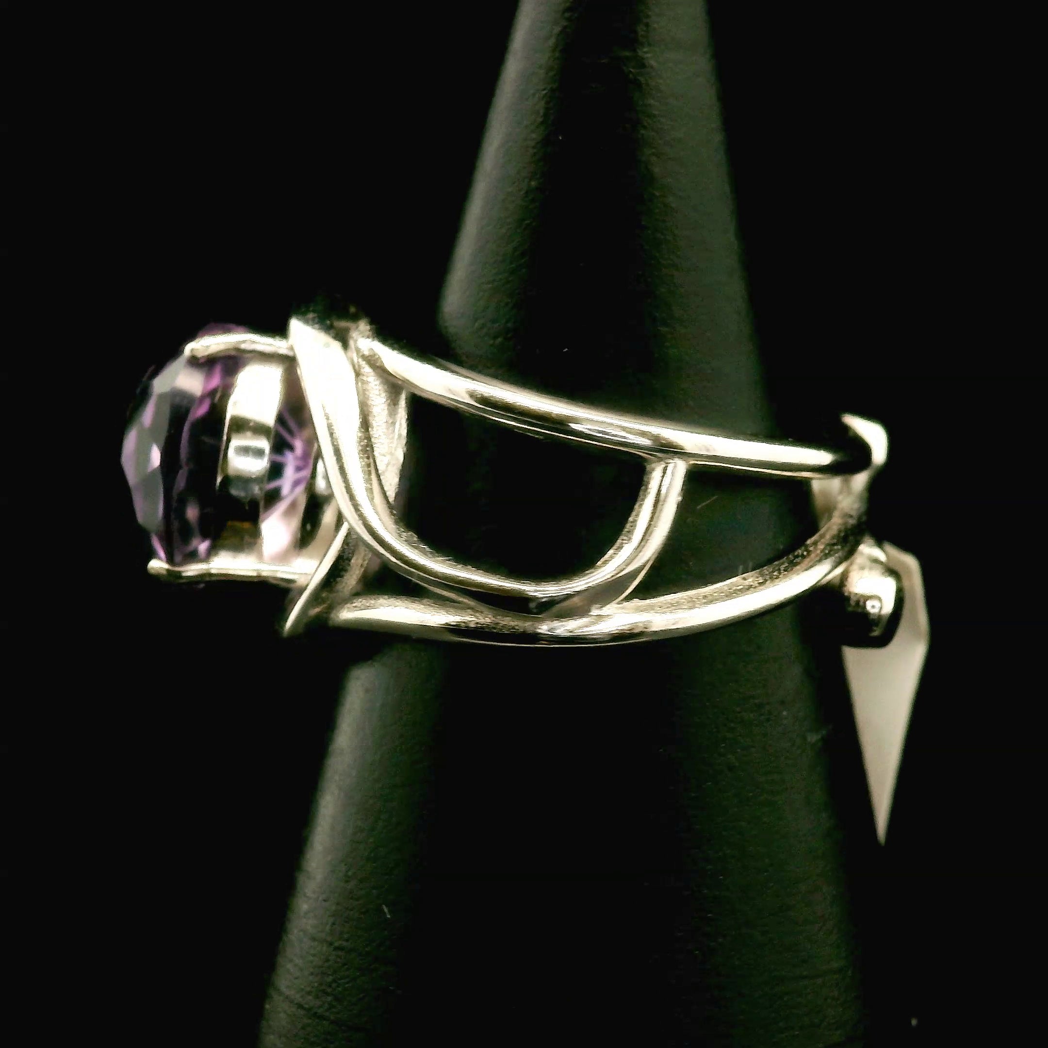 Amethyst Fancy Cut Cuff Ring .925 Silver for Enhancing your Intuitive Gifts