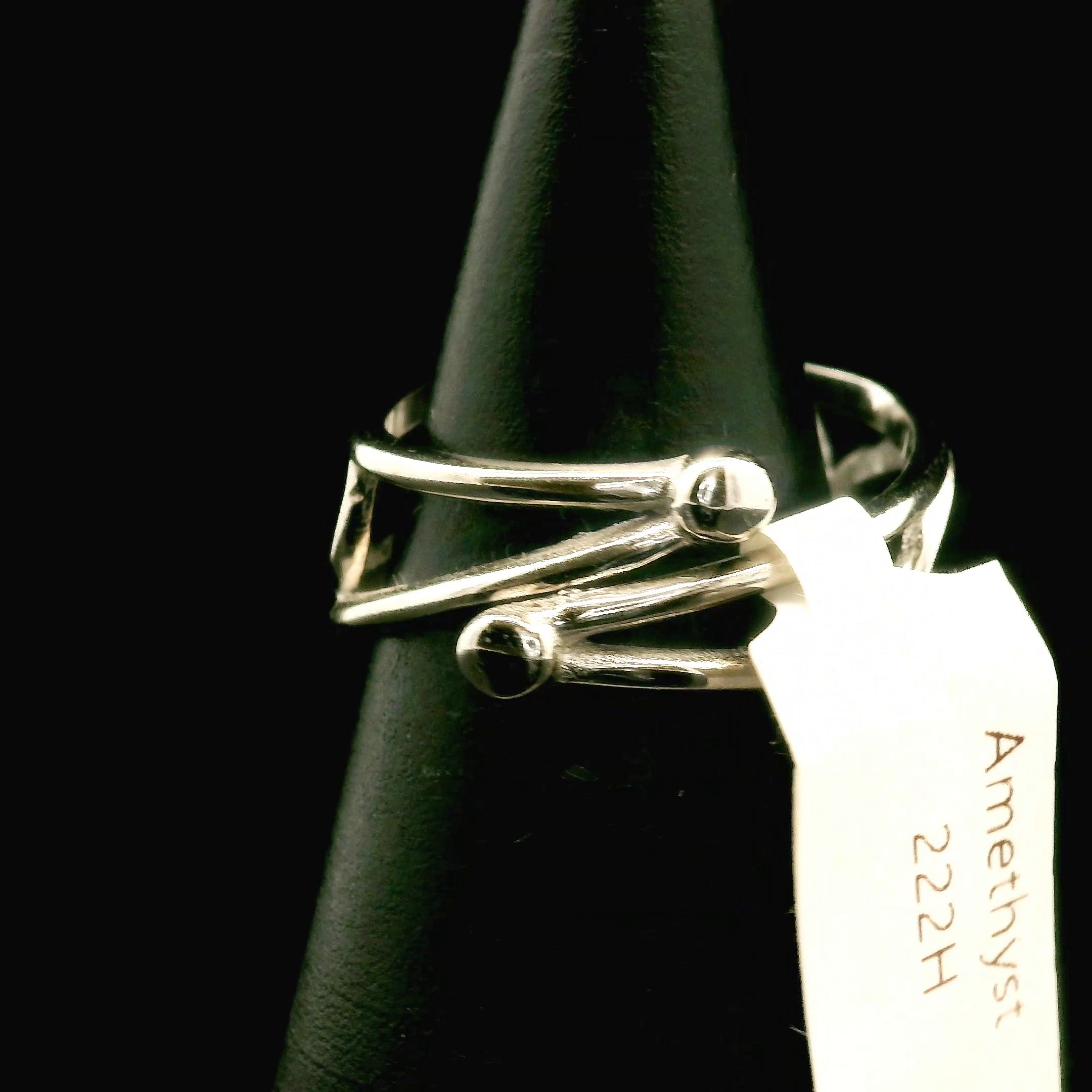 Amethyst Fancy Cut Cuff Ring .925 Silver for Enhancing your Intuitive Gifts