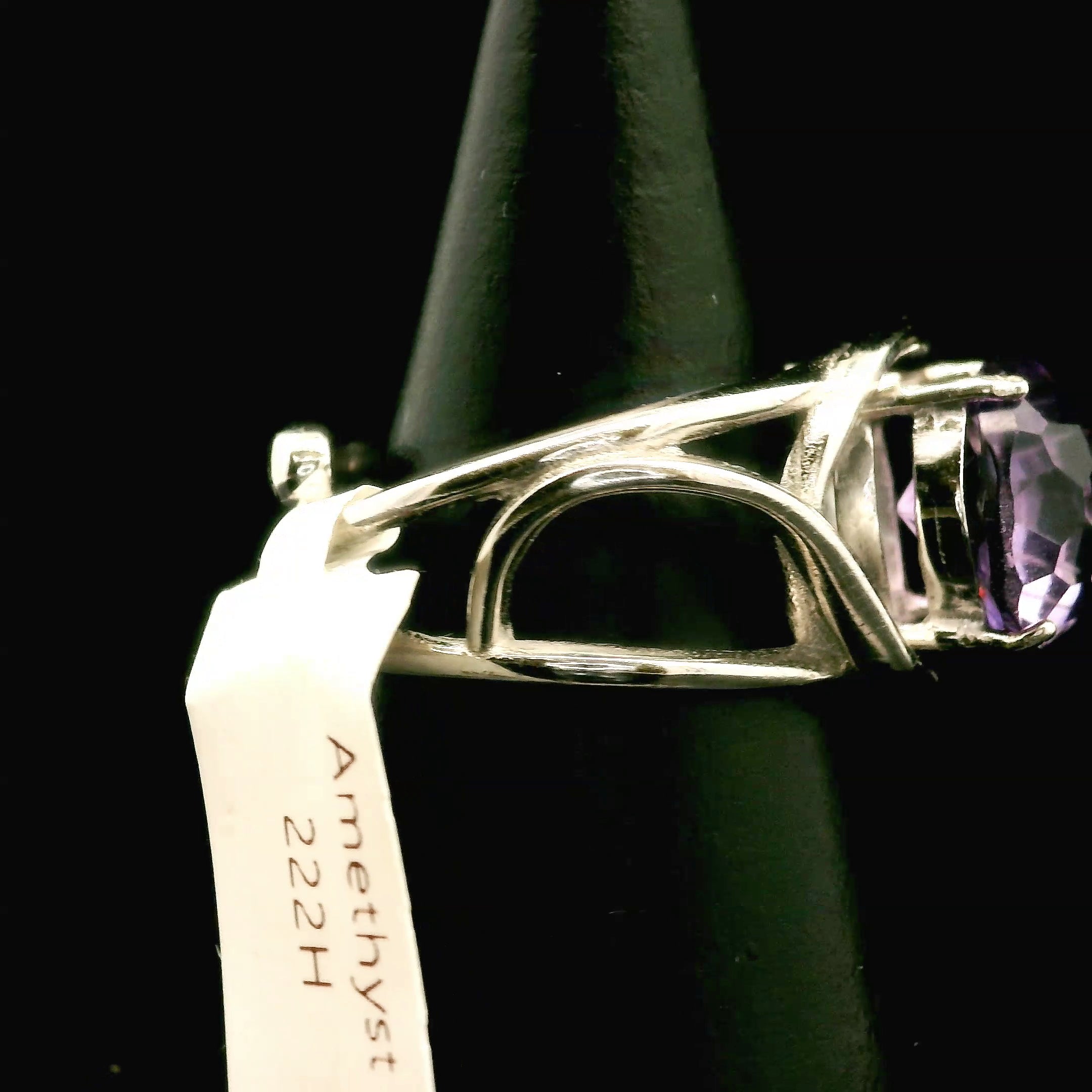 Amethyst Fancy Cut Cuff Ring .925 Silver for Enhancing your Intuitive Gifts