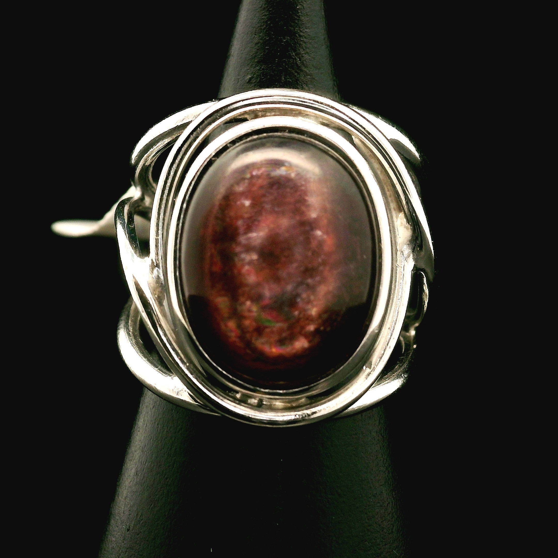 Gem Lepidolite Cuff Ring .925 Silver for Balancing the Emotional Body & Calming the Mind