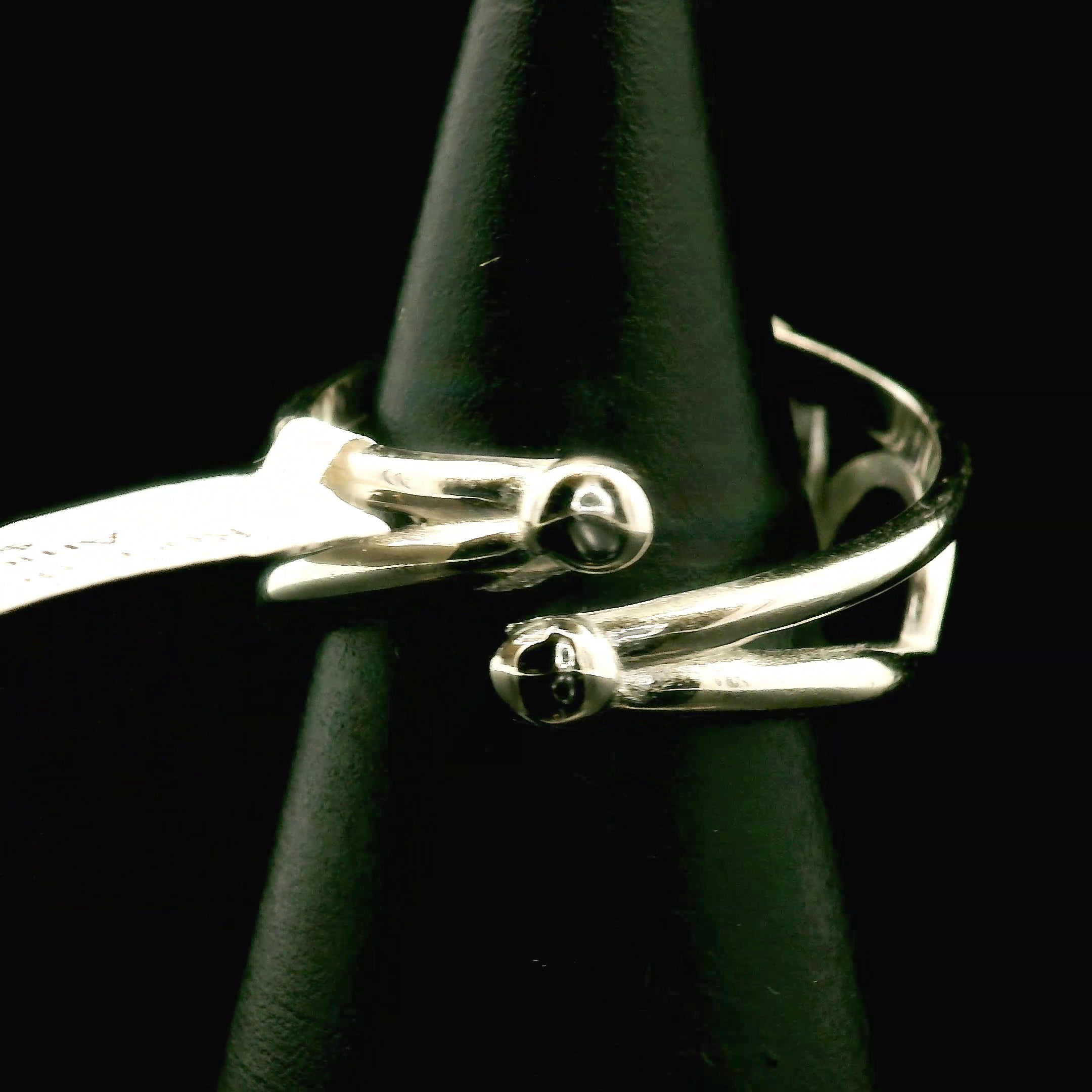 Rose De France Amethyst Heart Cuff Ring .925 Silver for Enhancing Intuition & Connection with Divine