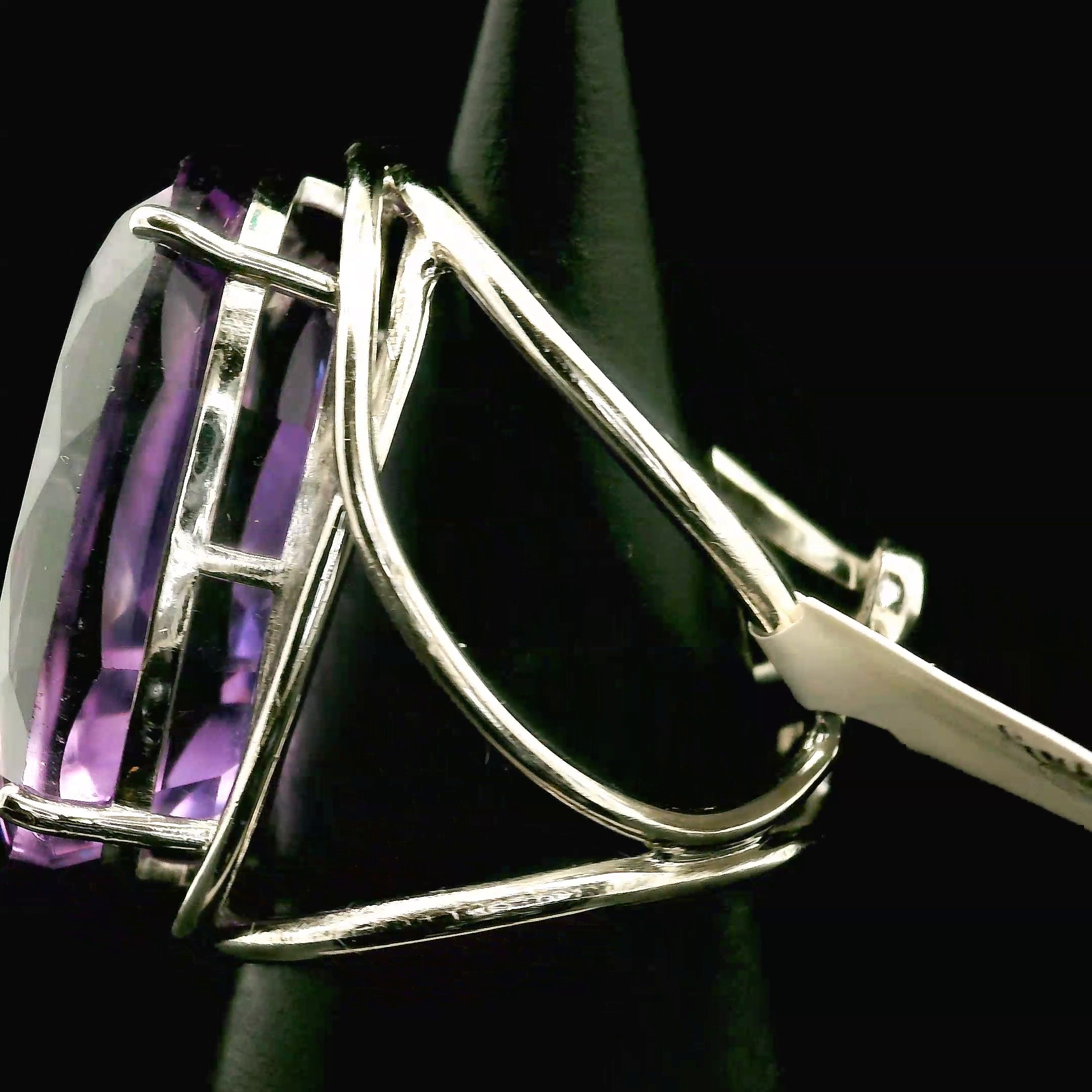 Amethyst Fantasy Cut Cuff Ring .925 Silver for Enhancing your Intuitive Gifts