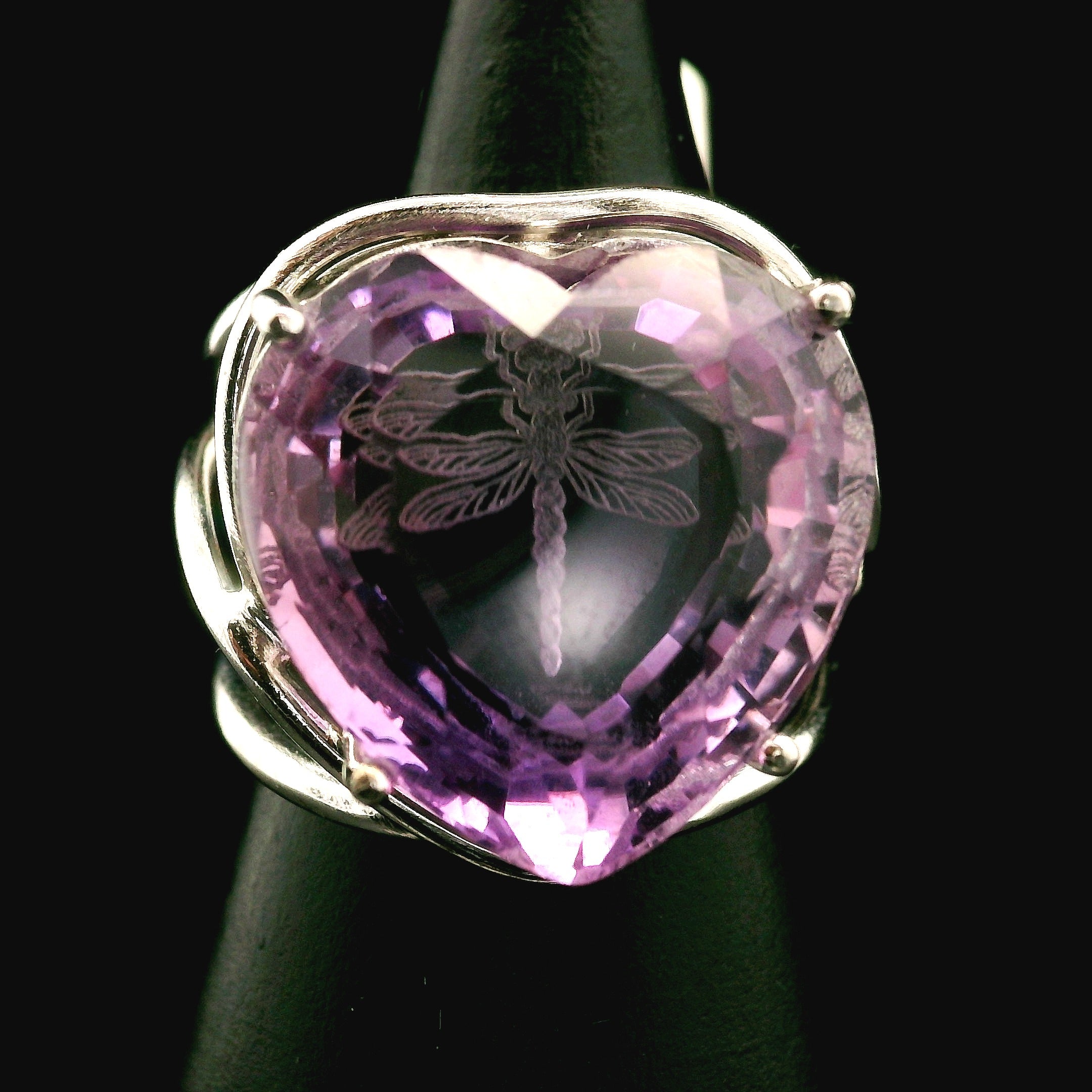 Amethyst Fantasy Cut Cuff Ring .925 Silver for Enhancing your Intuitive Gifts