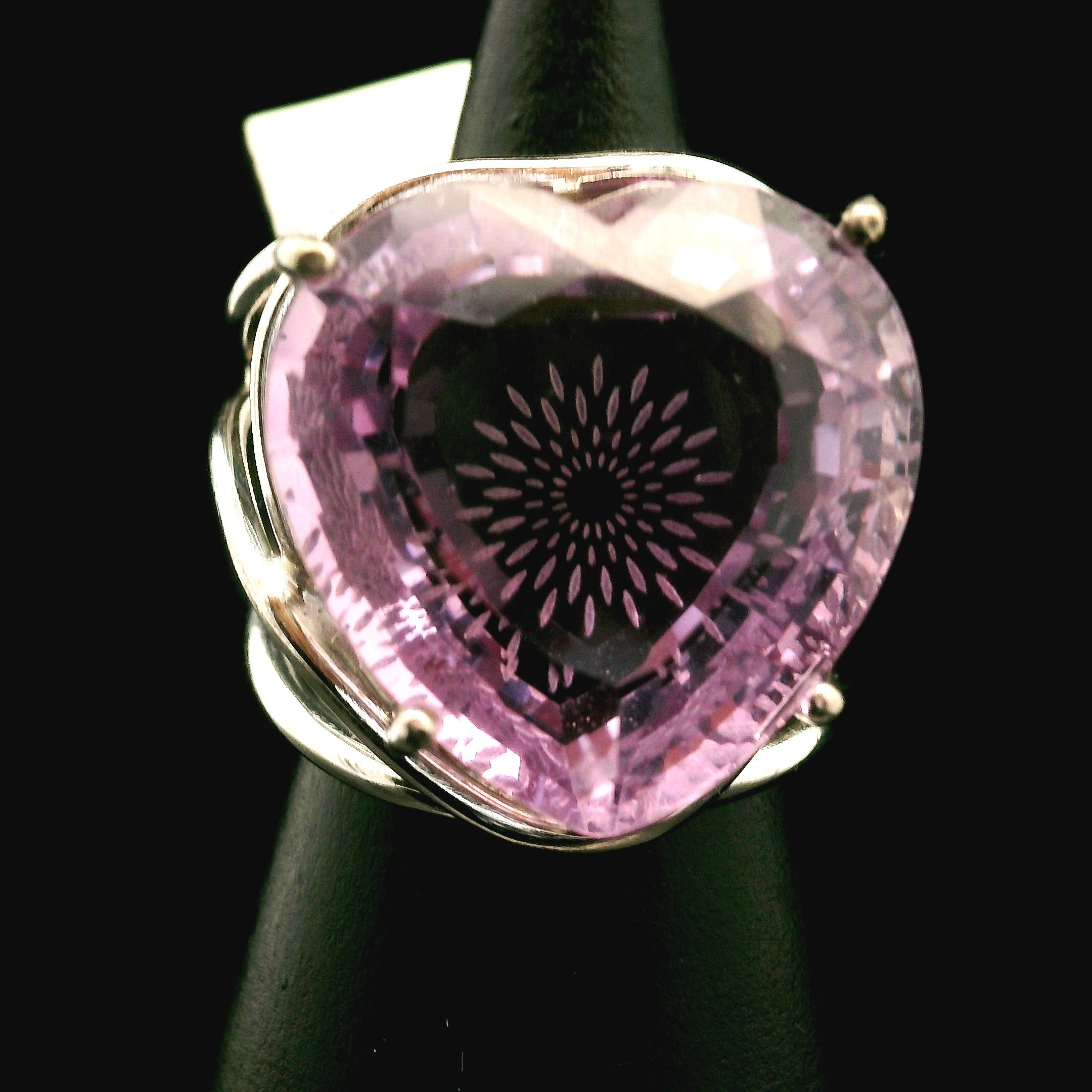 Amethyst Fantasy Cut Cuff Ring .925 Silver for Enhancing your Intuitive Gifts