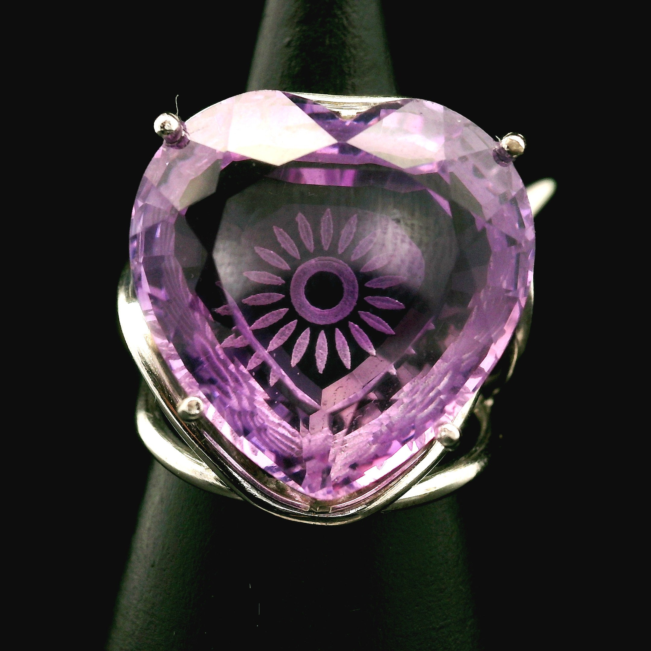Amethyst Fantasy Cut Cuff Ring .925 Silver for Enhancing your Intuitive Gifts