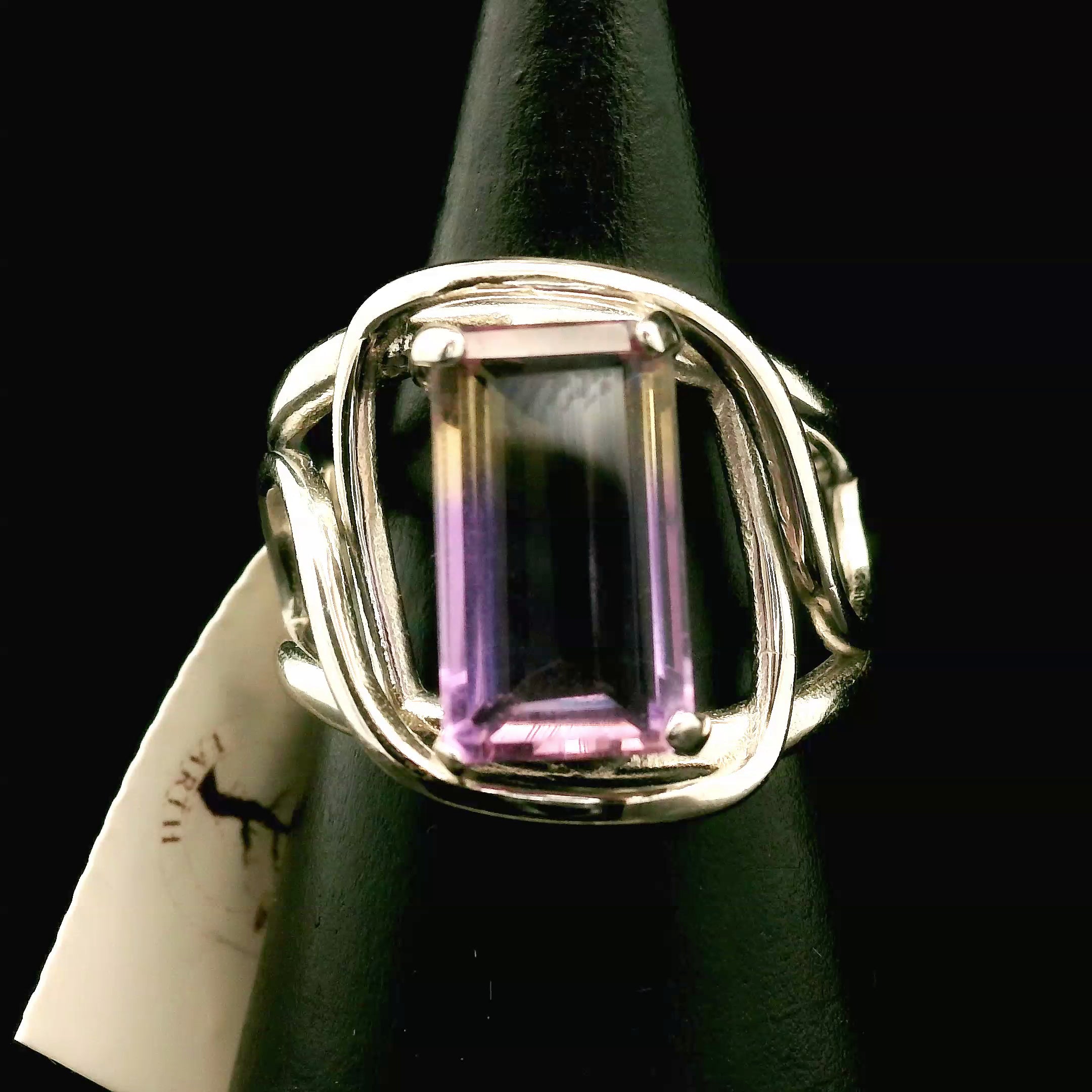 Ametrine Cuff Ring .925 Silver for Empowerment & Harmony