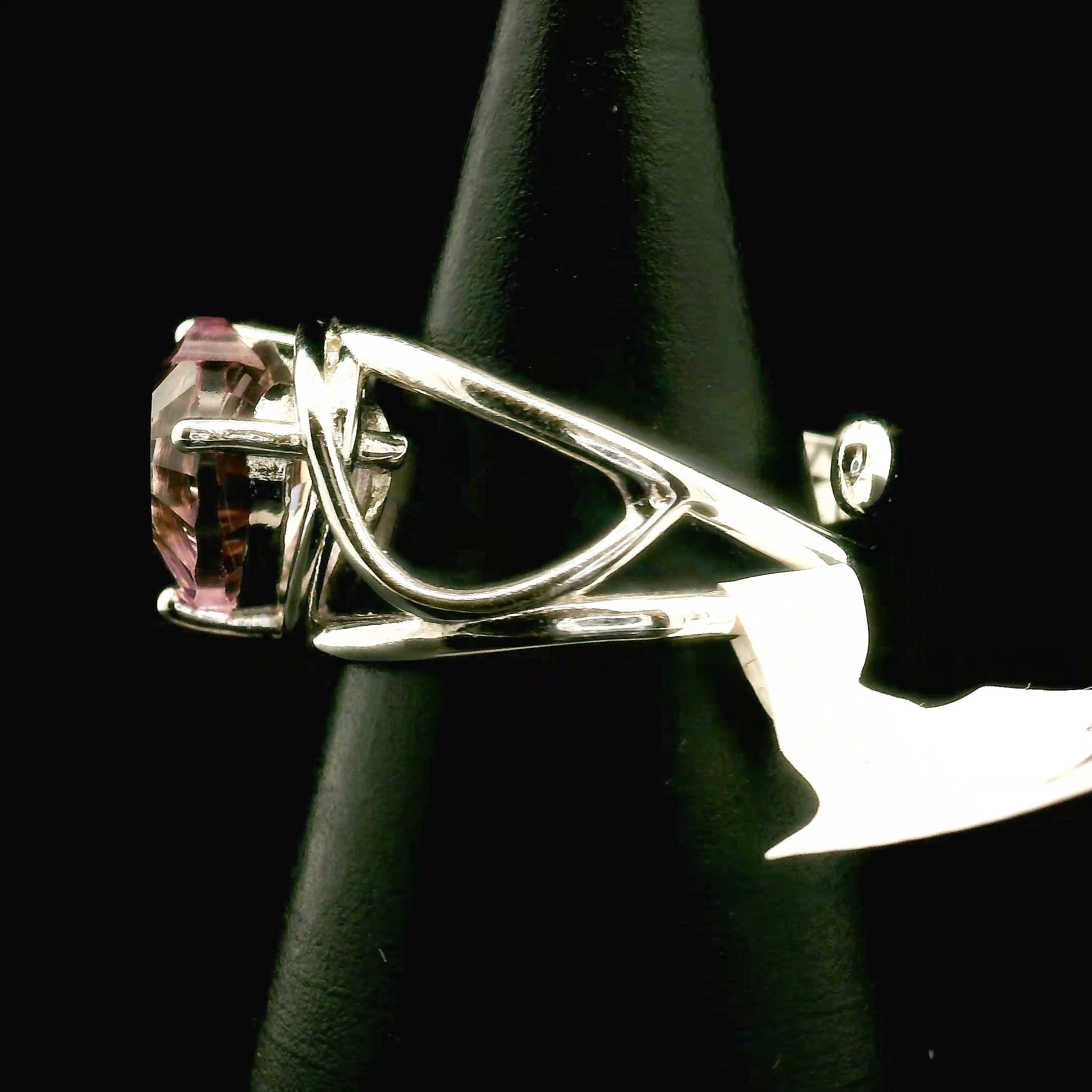 Ametrine & Amethyst Heart Cuff Ring .925 Silver for Empowerment & Harmony