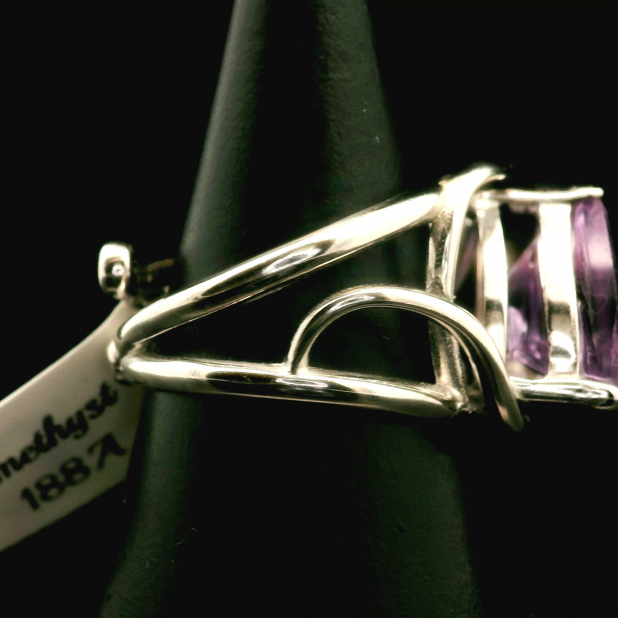 Amethyst Fantasy Cut Cuff Ring .925 Silver for Enhancing your Intuitive Gifts