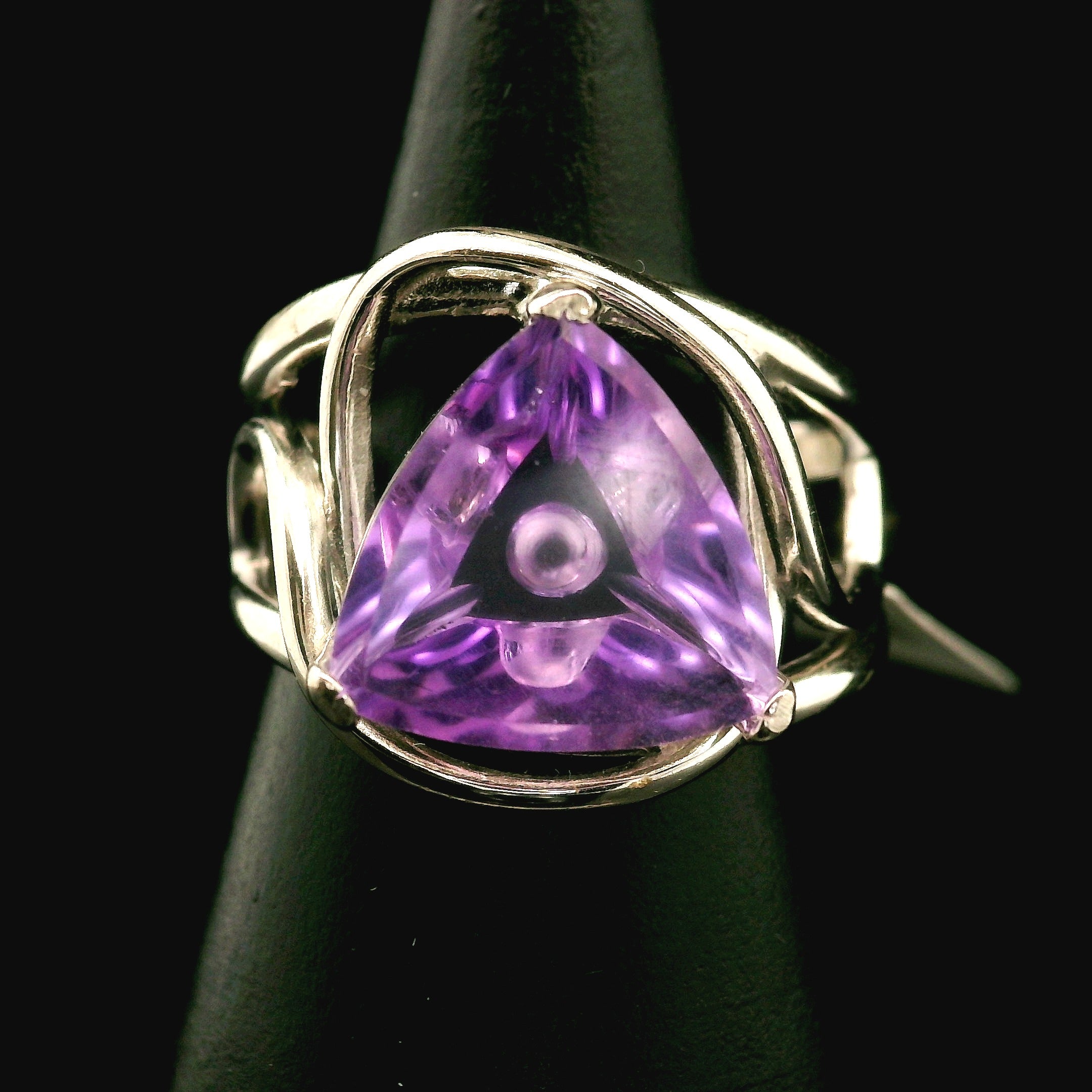 Amethyst Fantasy Cut Cuff Ring .925 Silver for Enhancing your Intuitive Gifts