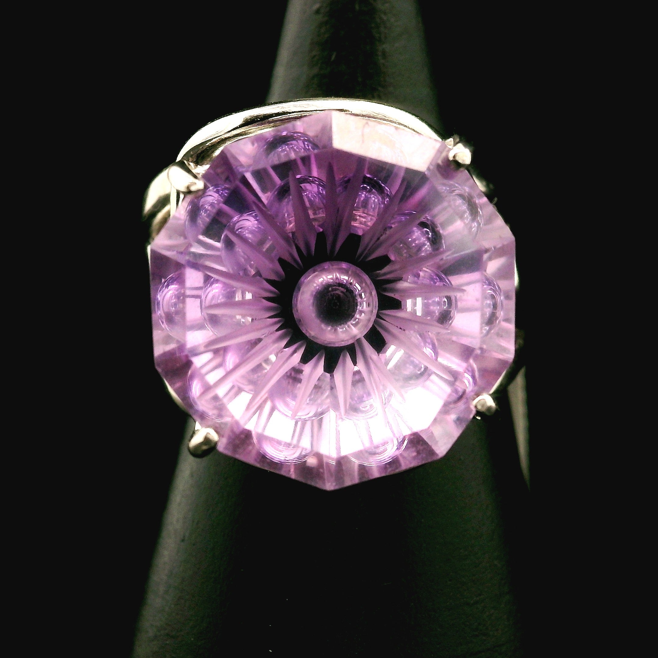 Amethyst Fantasy Cut Cuff Ring .925 Silver for Enhancing your Intuitive Gifts