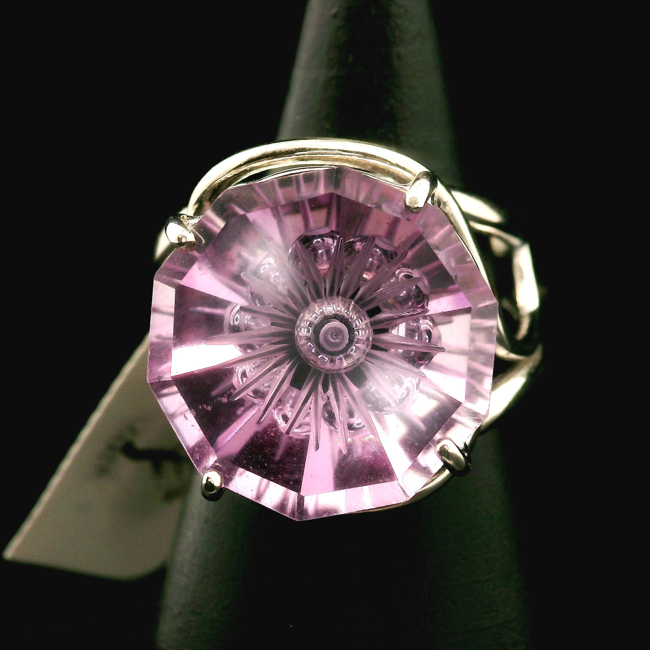 Amethyst Fantasy Cut Cuff Ring .925 Silver for Enhancing your Intuitive Gifts