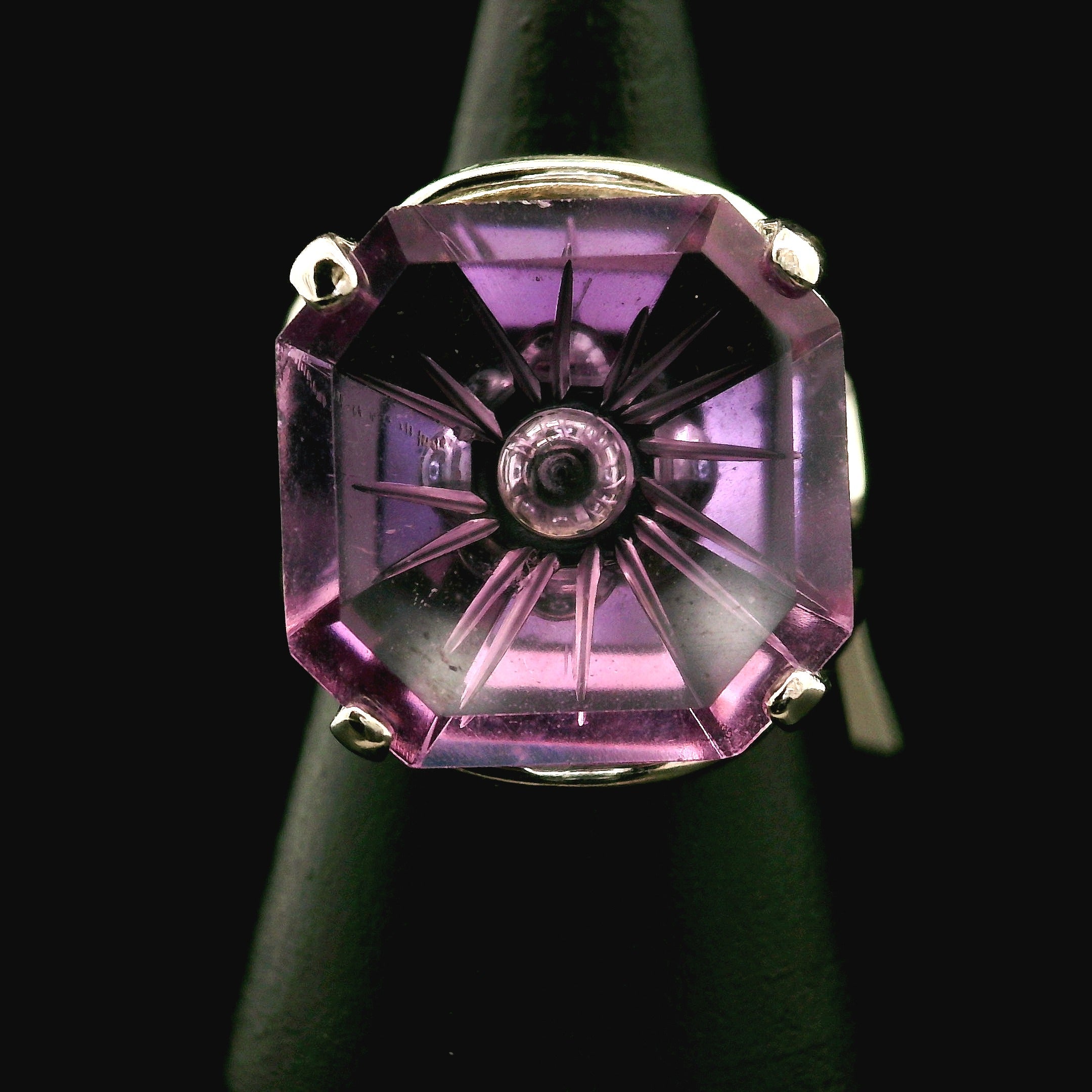 Amethyst Fantasy Cut Cuff Ring .925 Silver for Enhancing your Intuitive Gifts
