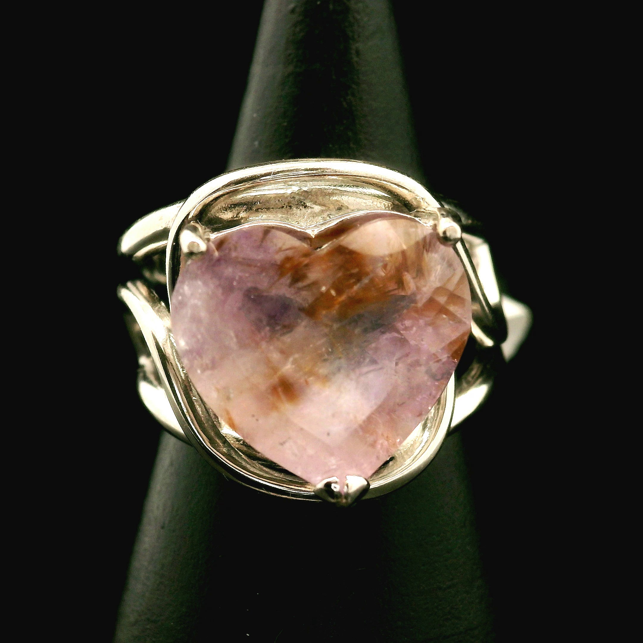 Super 7 Heart Cuff Ring .925 Silver (High Quality) for Awakening your Gifts and Creating your Dream Life