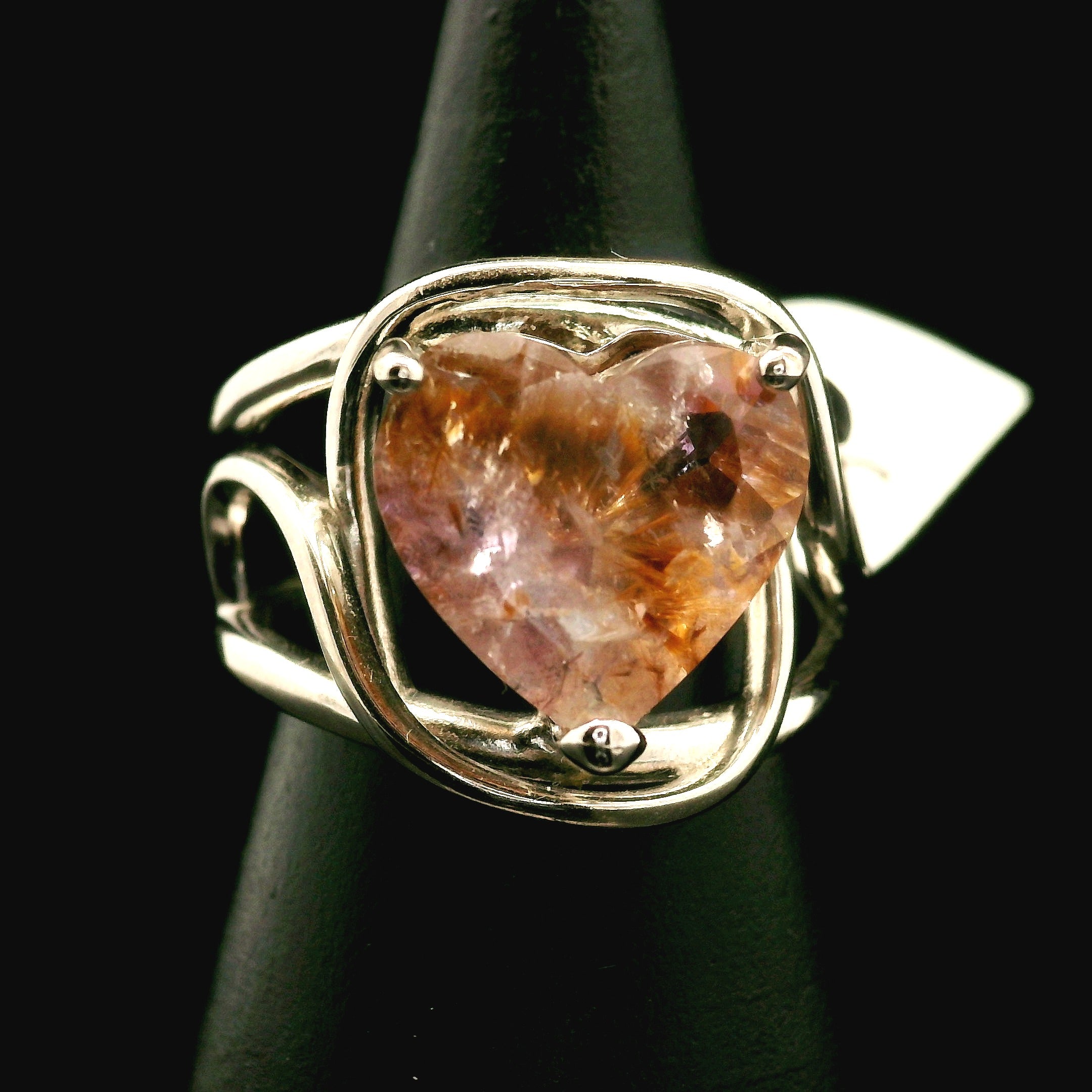 Super 7 Heart Cuff Ring .925 Silver (High Quality) for Awakening your Gifts and Creating your Dream Life