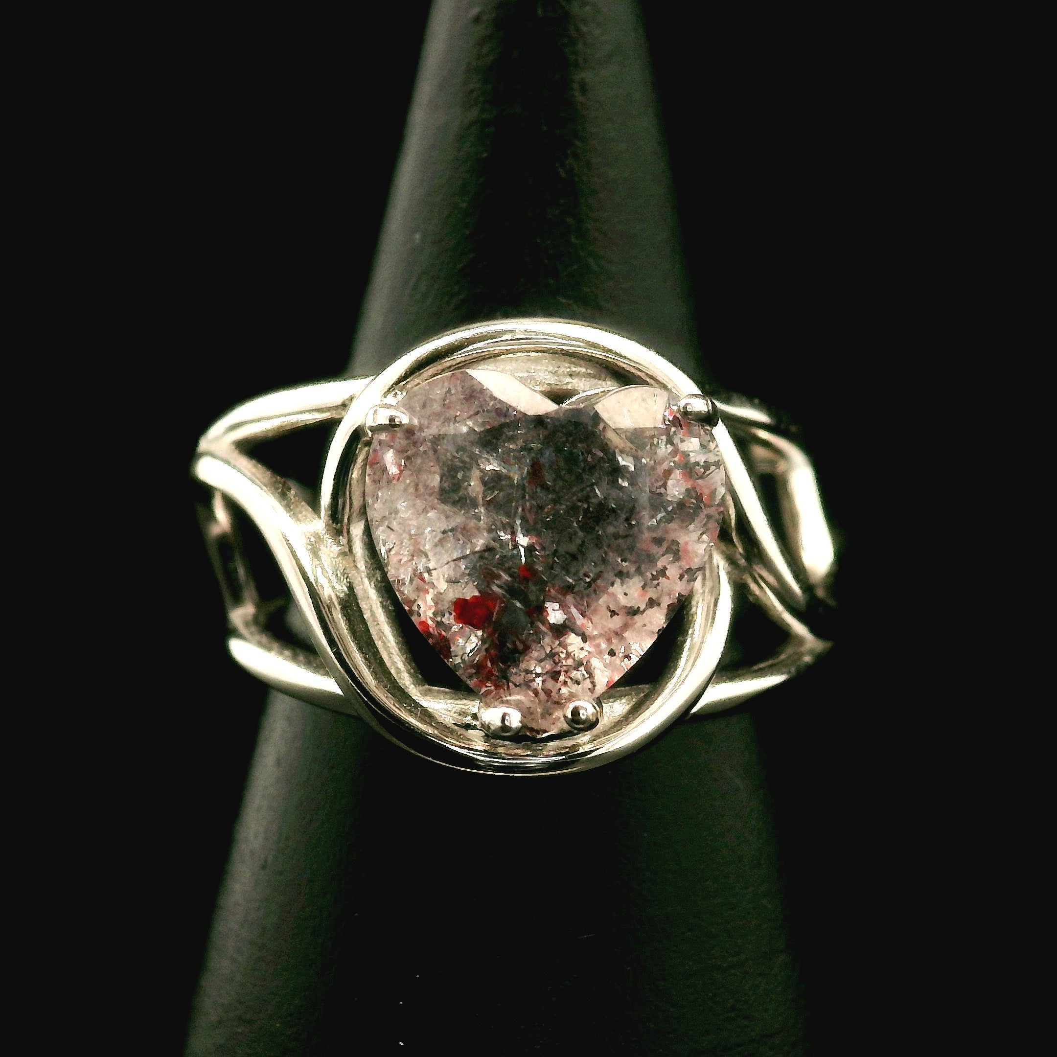 Super 7 Heart Cuff Ring .925 Silver (High Quality) for Awakening your Gifts and Creating your Dream Life