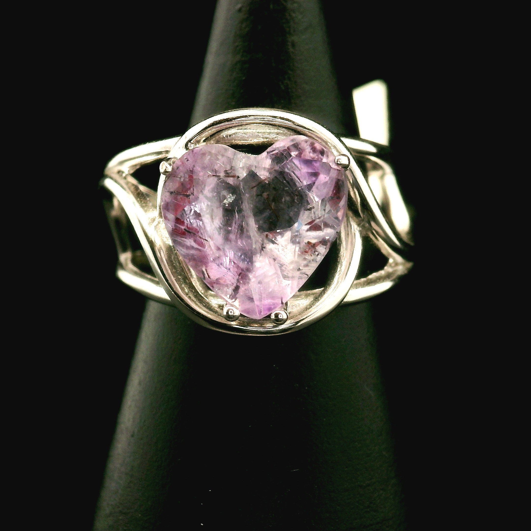 Super 7 Heart Cuff Ring .925 Silver (High Quality) for Awakening your Gifts and Creating your Dream Life